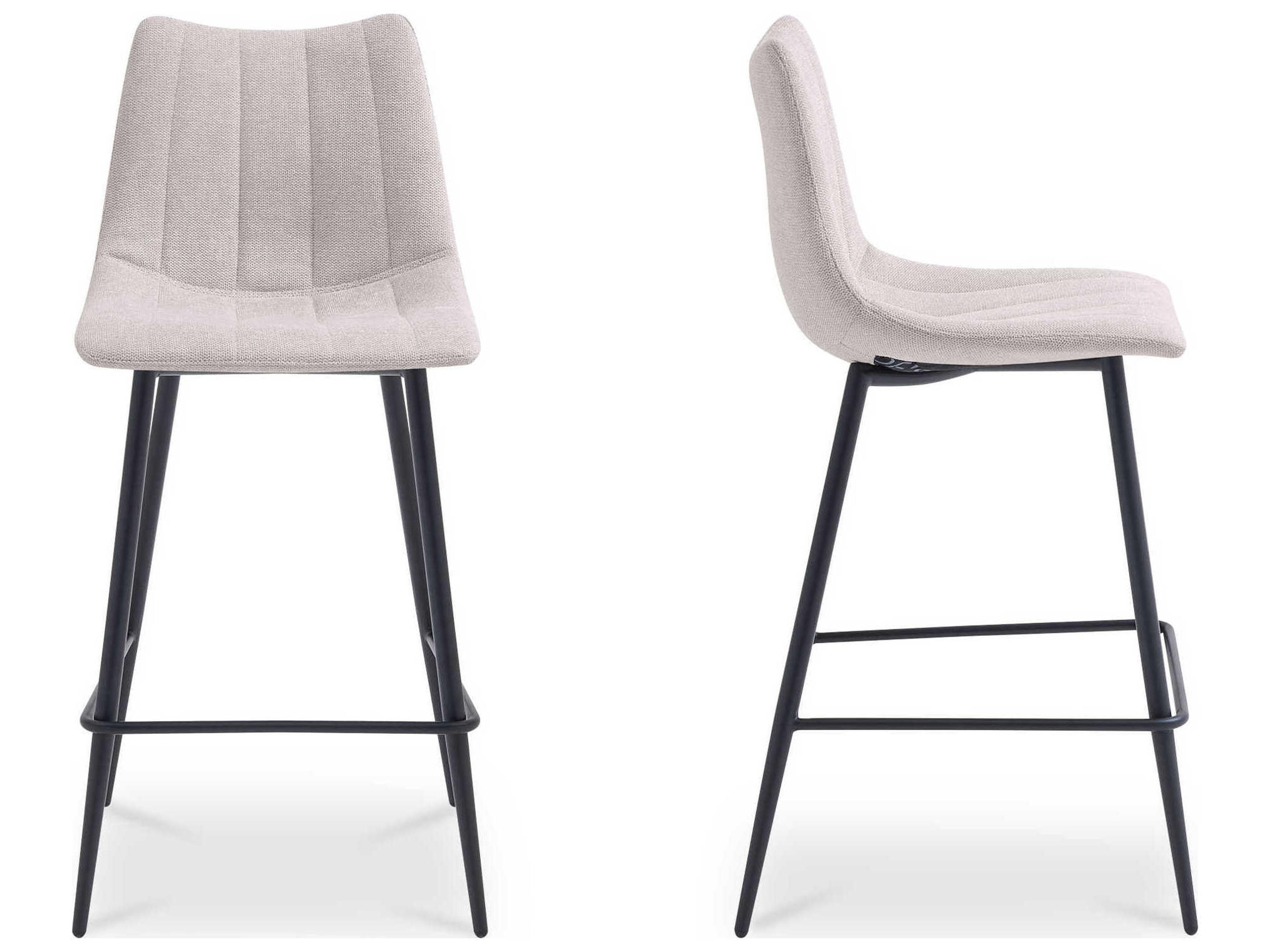 Moe's Home Alibi Beige Upholstered Plywood Counter Stool Set of 2