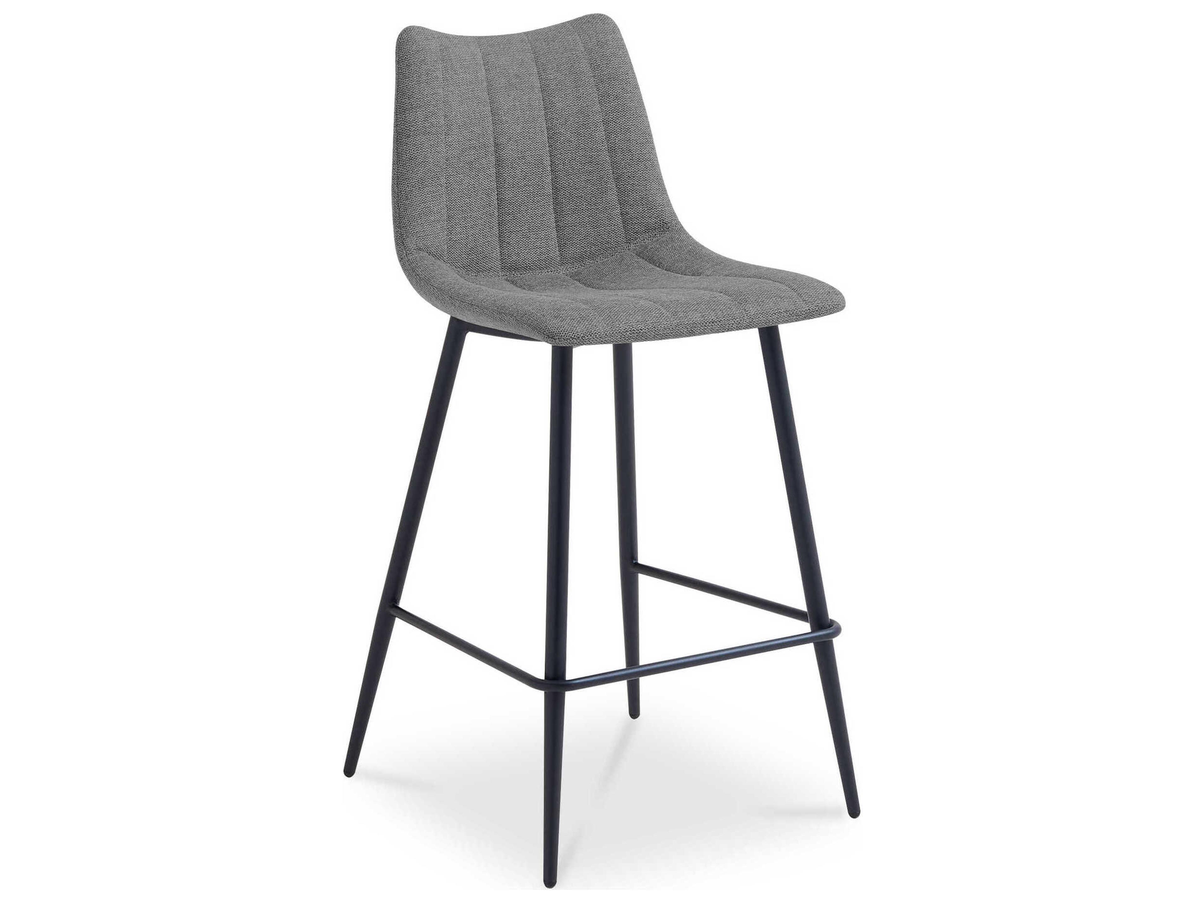 Moe's Home Alibi Dark Grey Upholstered Plywood Bar Stool Set of 2
