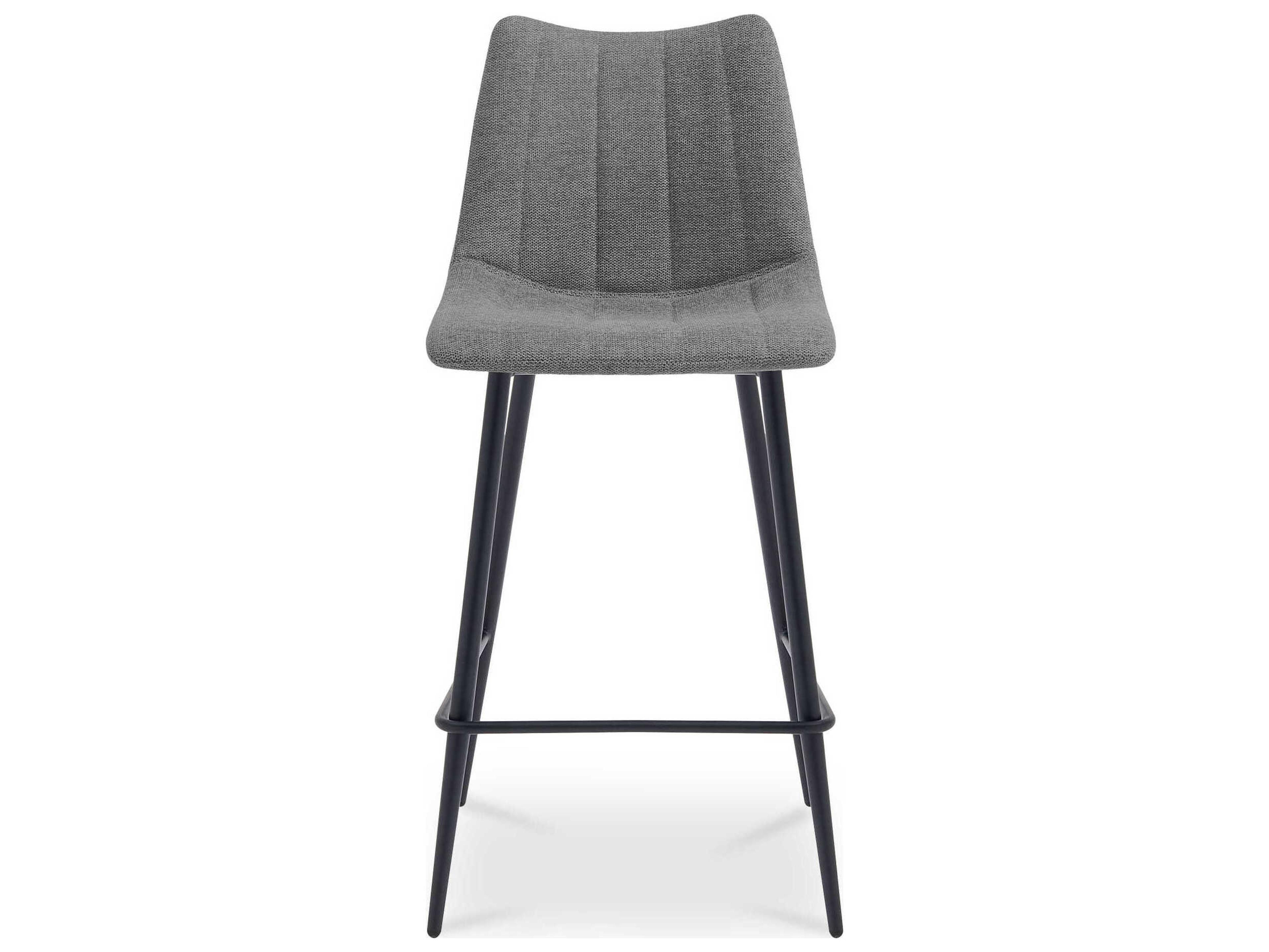 Moe's Home Alibi Dark Grey Upholstered Plywood Bar Stool Set of 2
