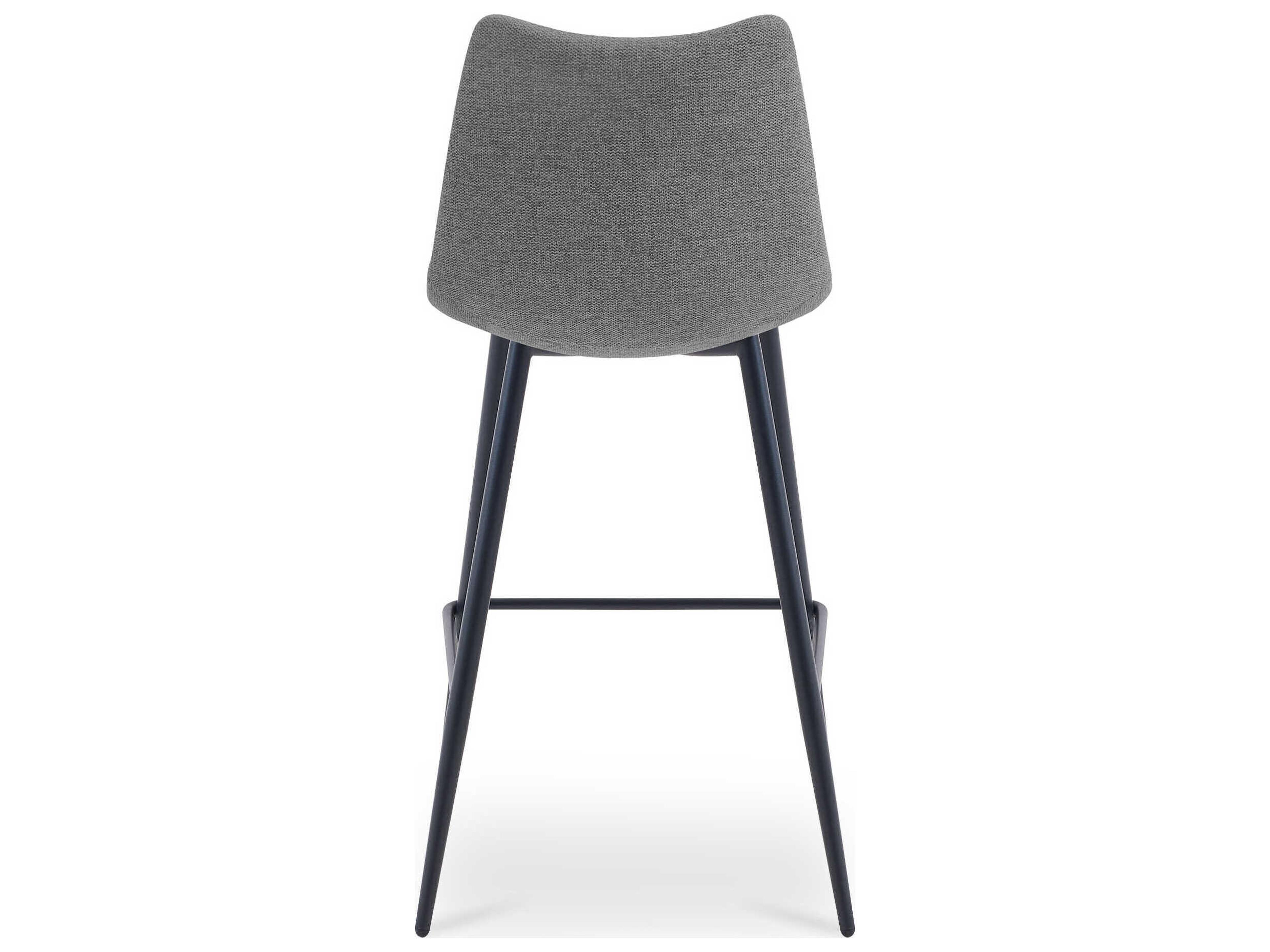 Moe's Home Alibi Dark Grey Upholstered Plywood Bar Stool Set of 2
