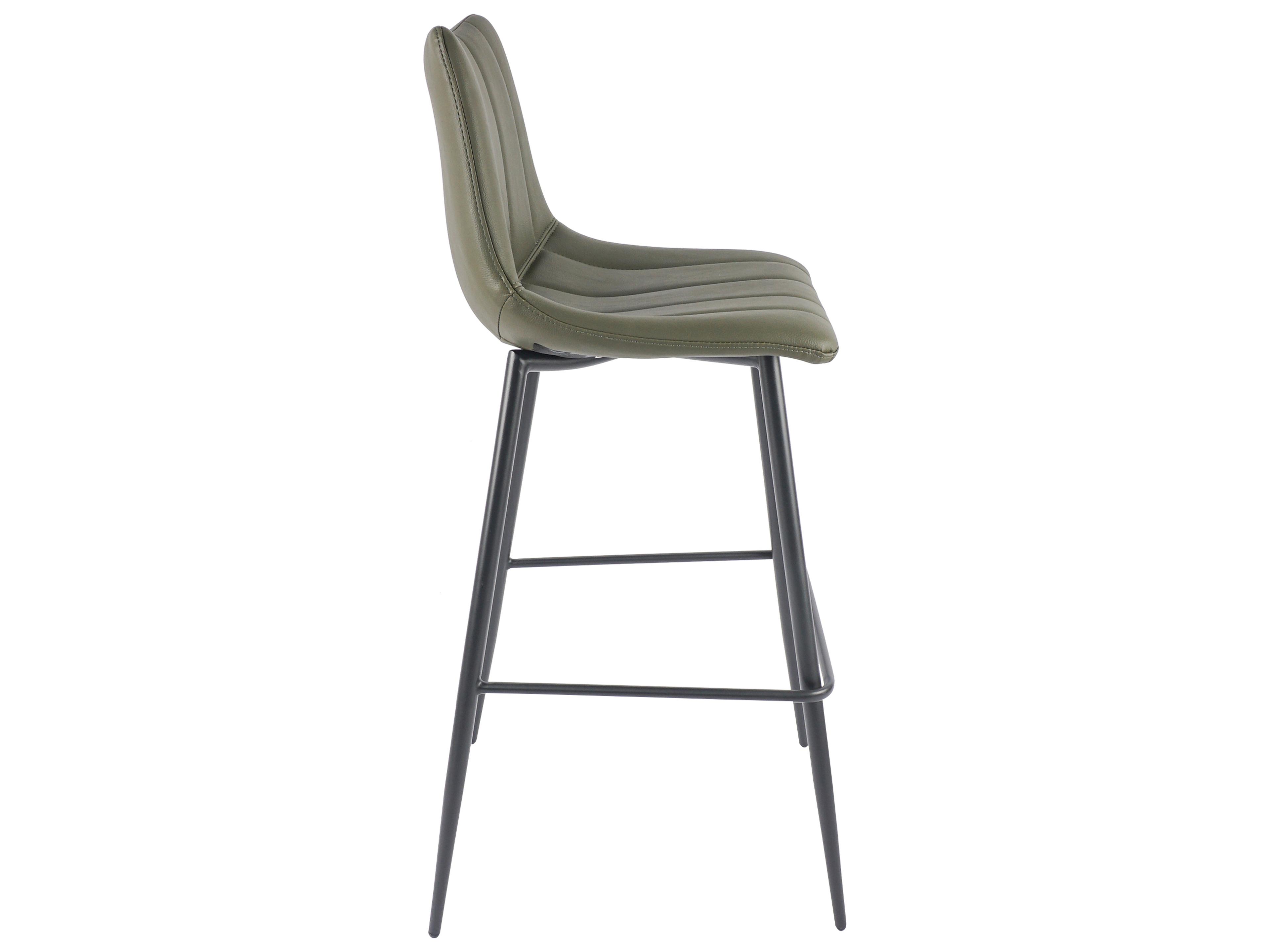 Moe's Home Alibi Leather Dark Green Bar Stool - Set of Two
