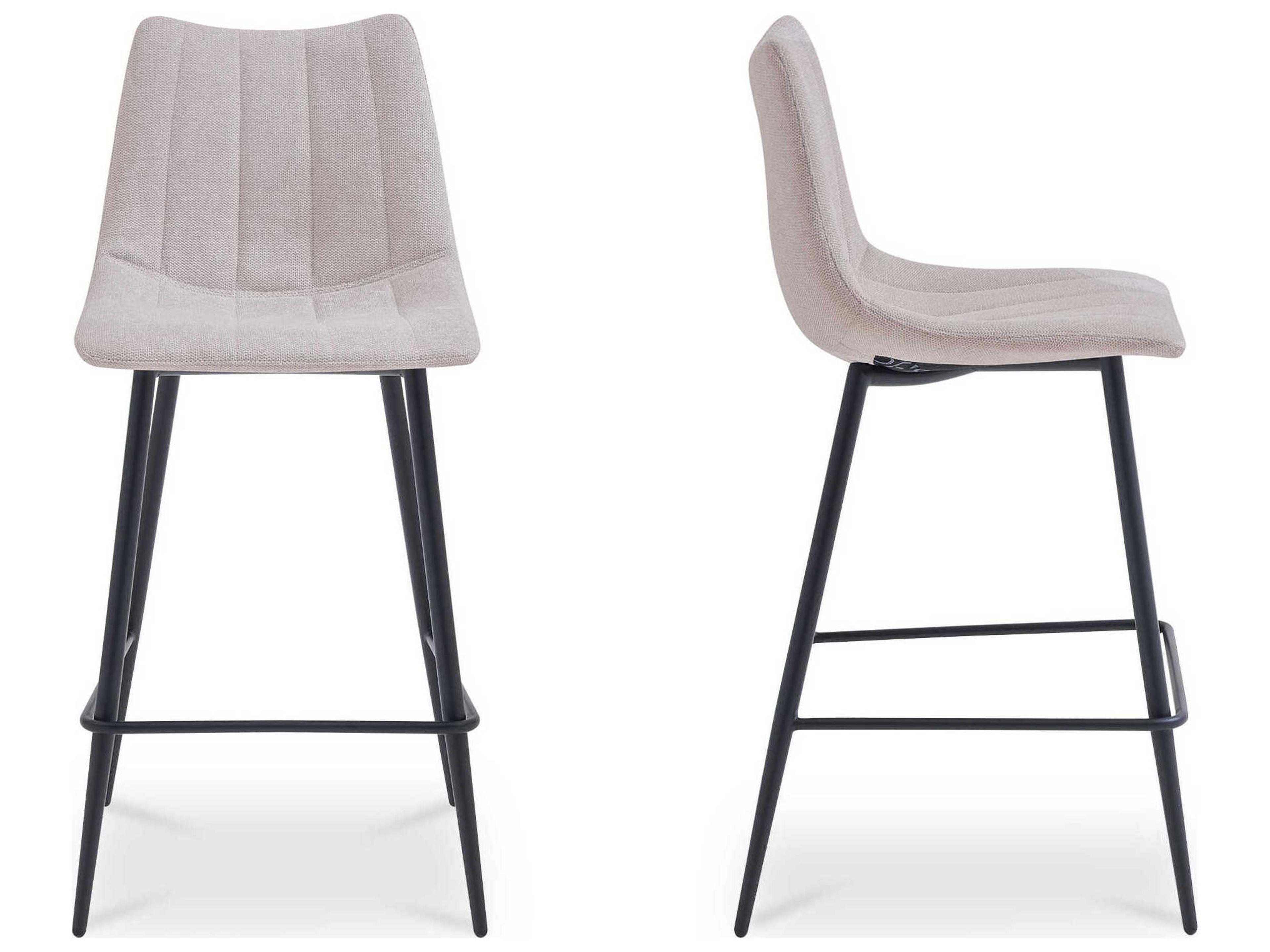 Moe's Home Alibi Beige Upholstered Plywood Bar Stool Set of 2