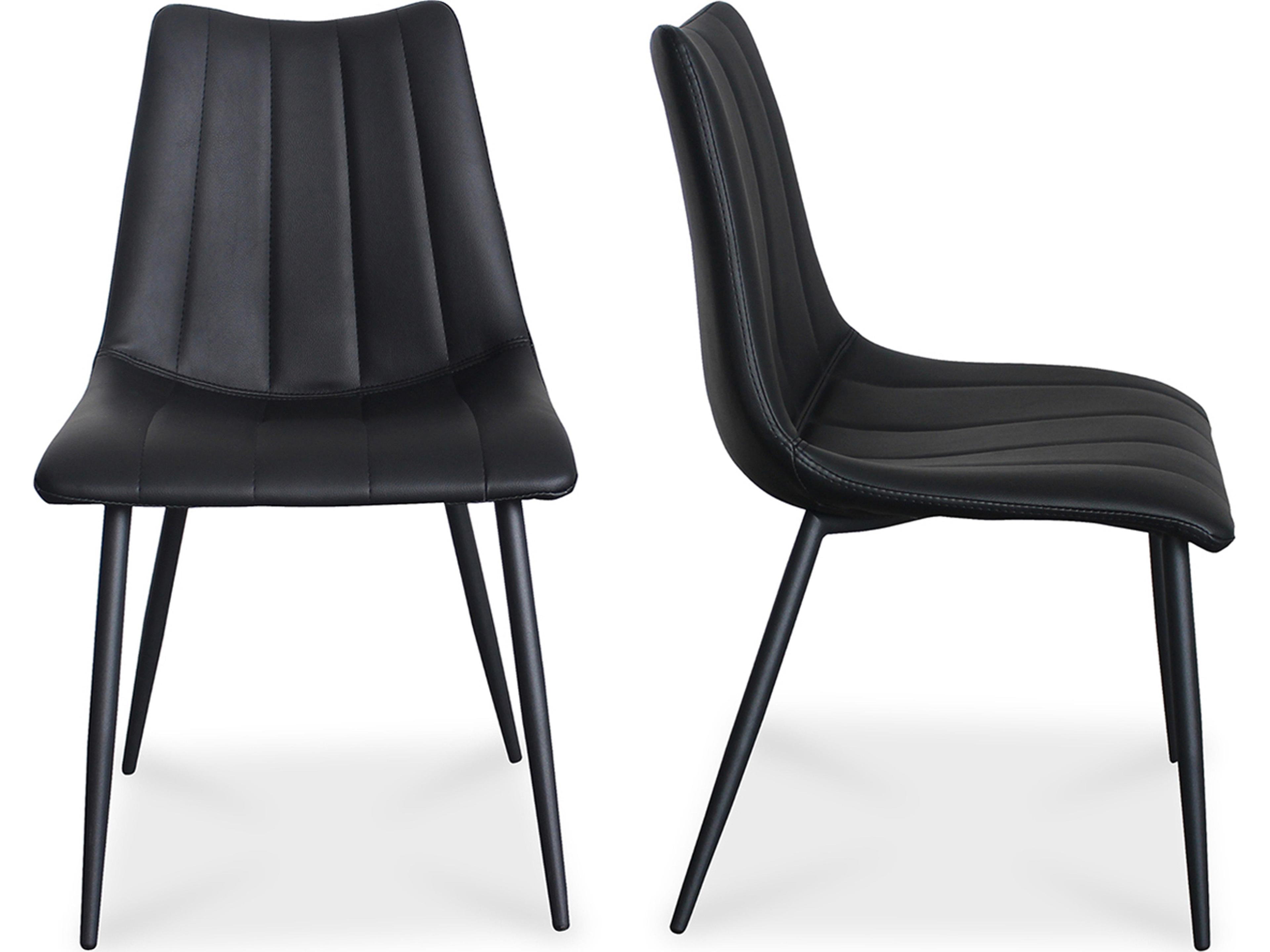 Alibi Ply Wood Black Faux Leather Side Dining Chair - Set of Two