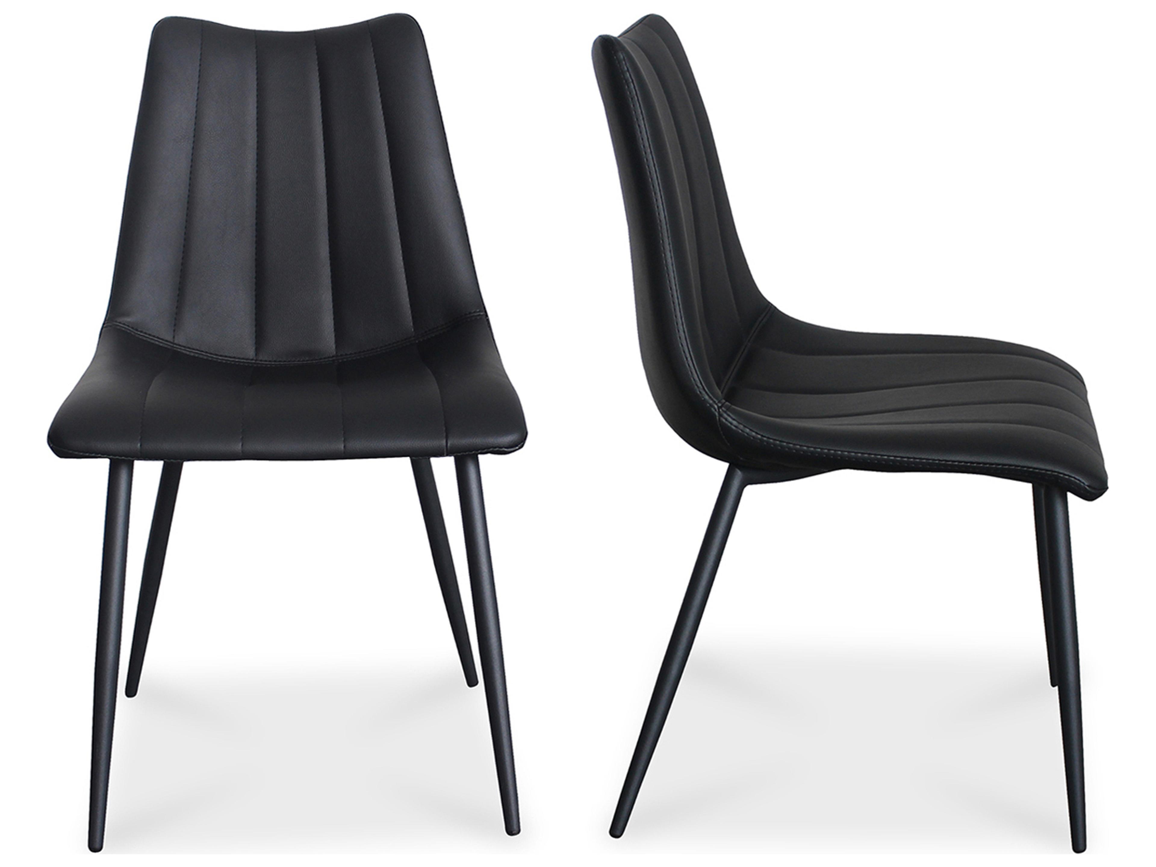 Moe's Home Alibi Ply Wood Black Faux Leather Side Dining Chair - Set of Two