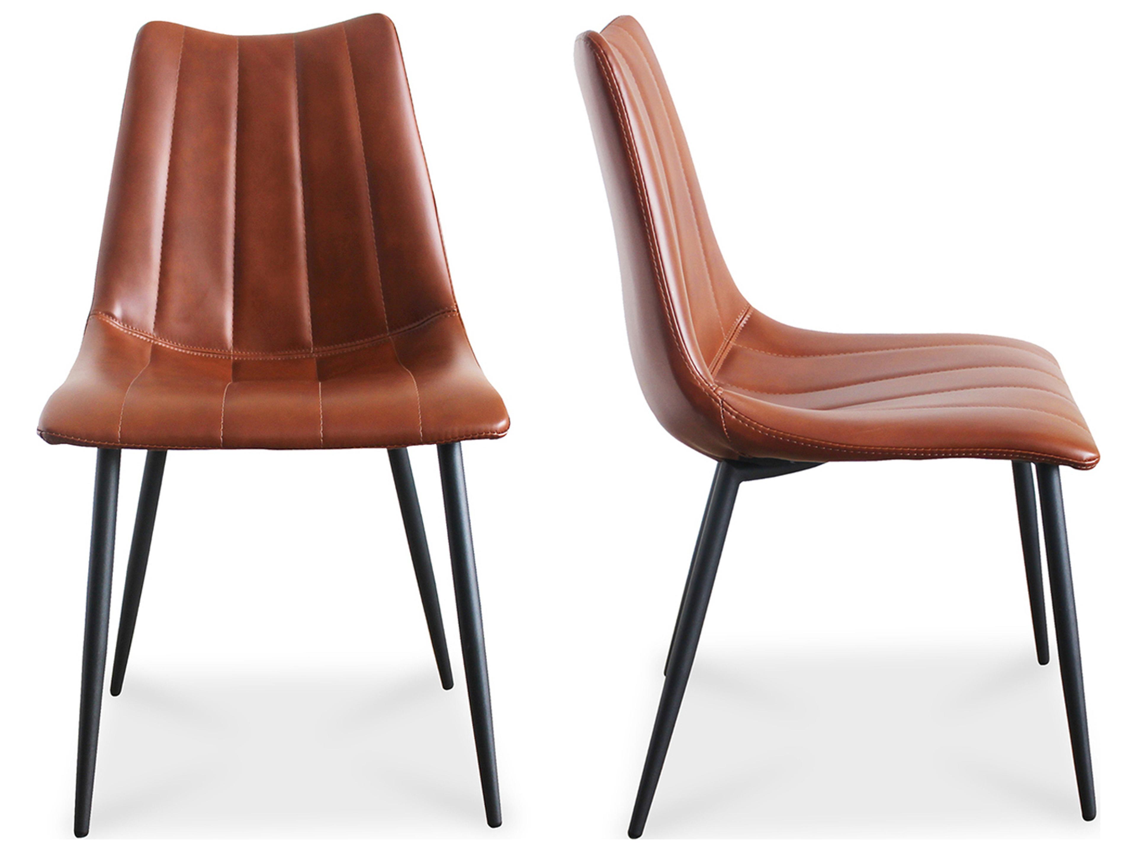 Moe's Home Alibi Ply Wood Brown Faux Leather Side Dining Chair - Set of Two