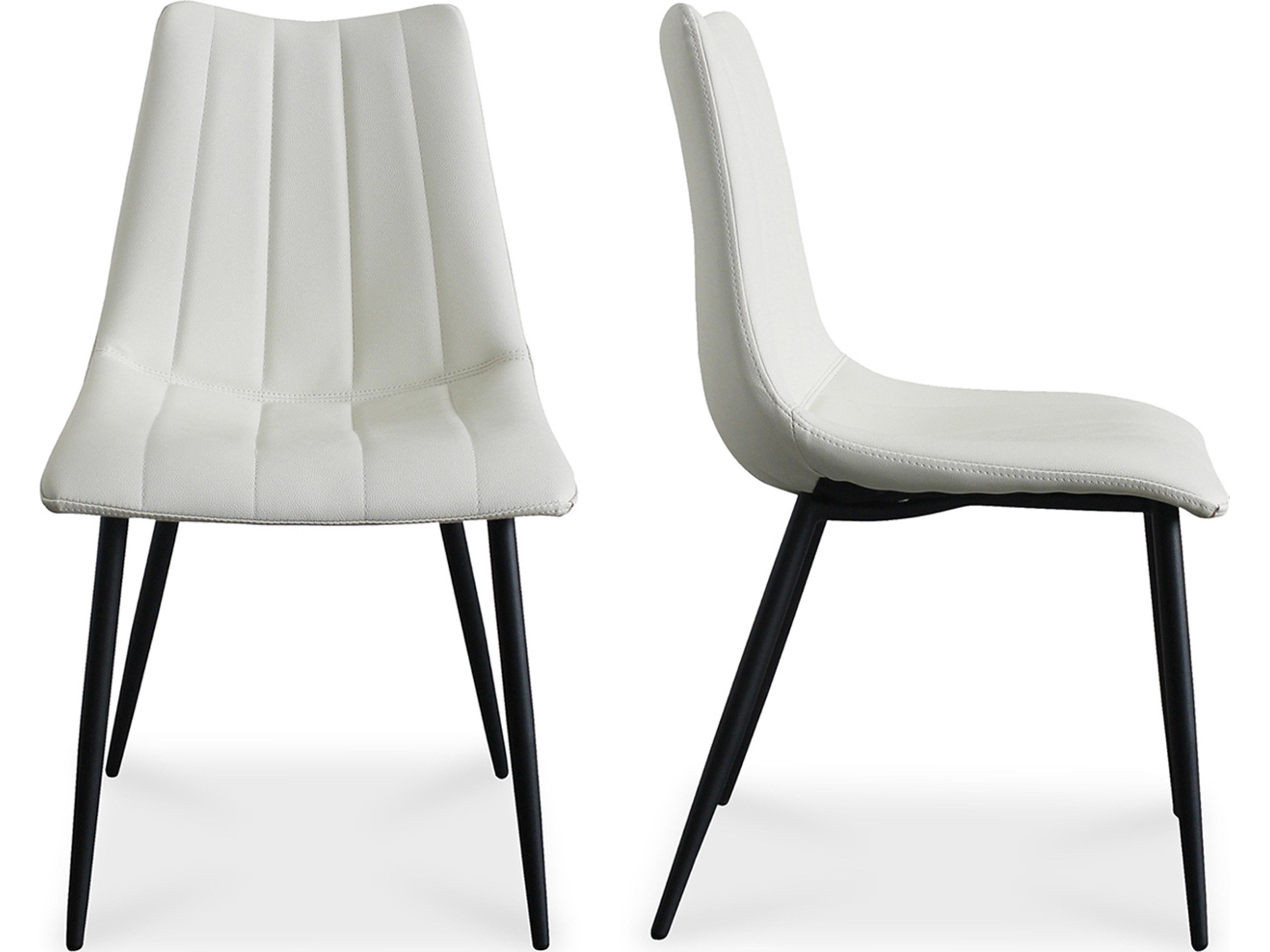 Alibi Ply Wood White Faux Leather Side Dining Chair - Set of Two