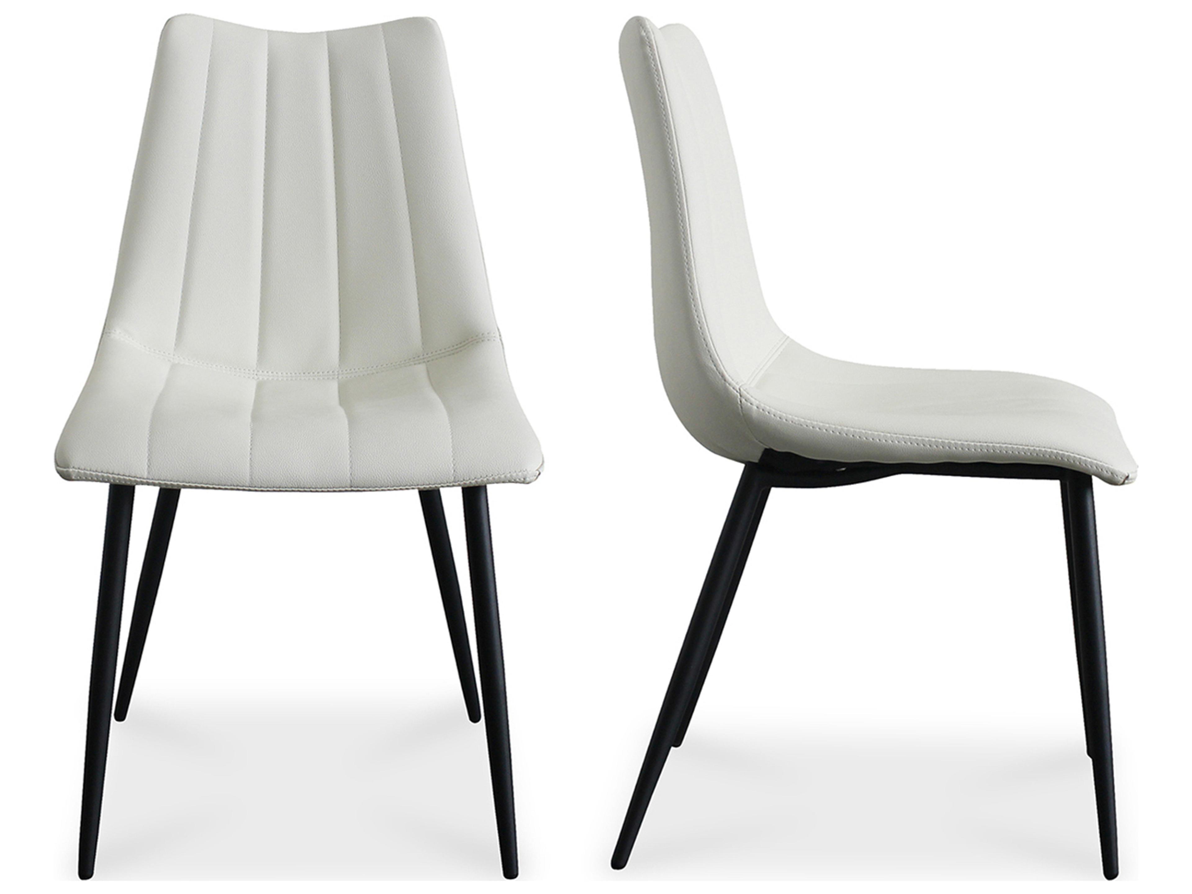 Moe's Home Alibi Ply Wood White Faux Leather Side Dining Chair - Set of Two