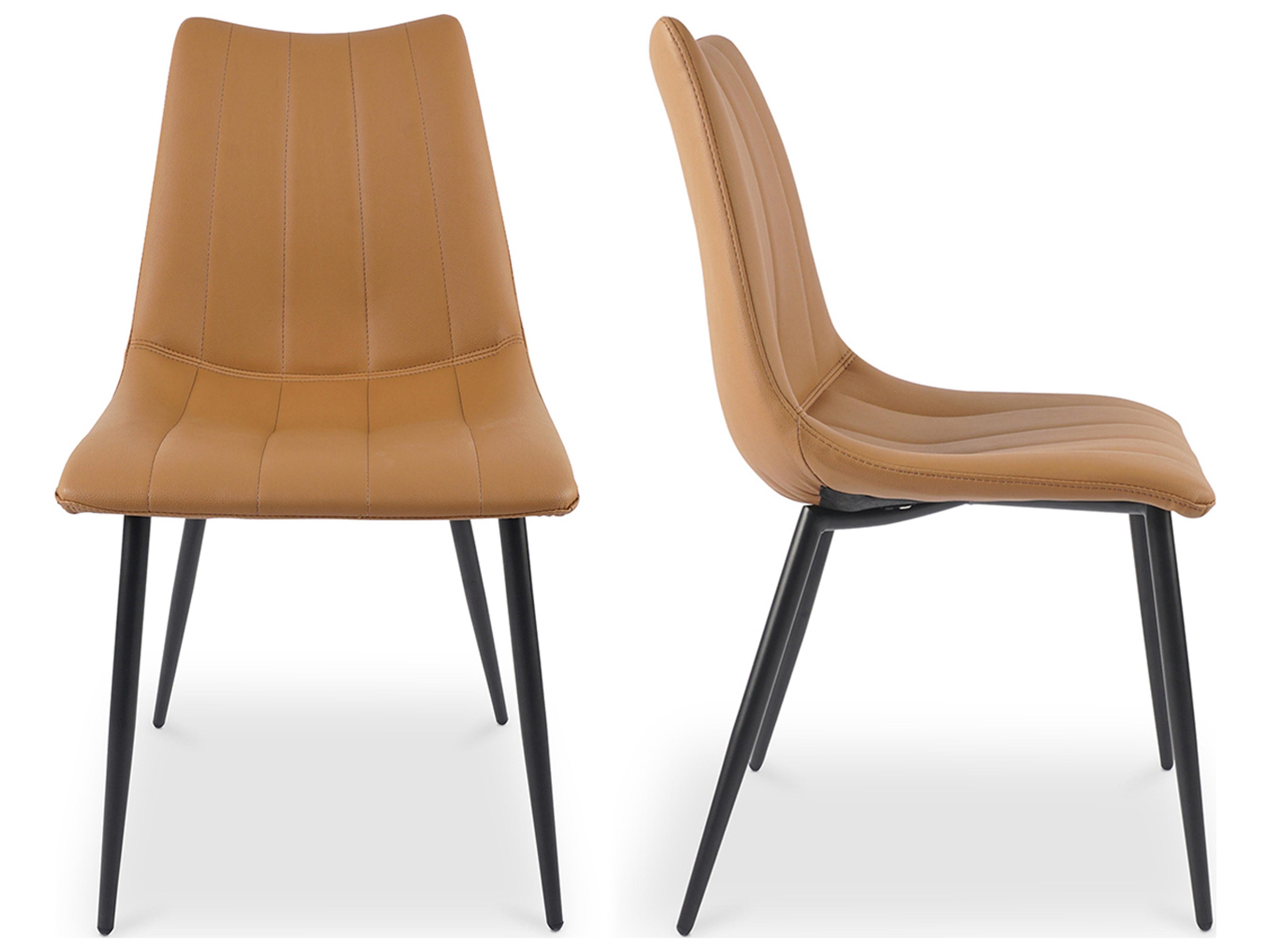 Moe's Home Alibi Leather Brown Upholstered Side Dining Chair - Set of Two