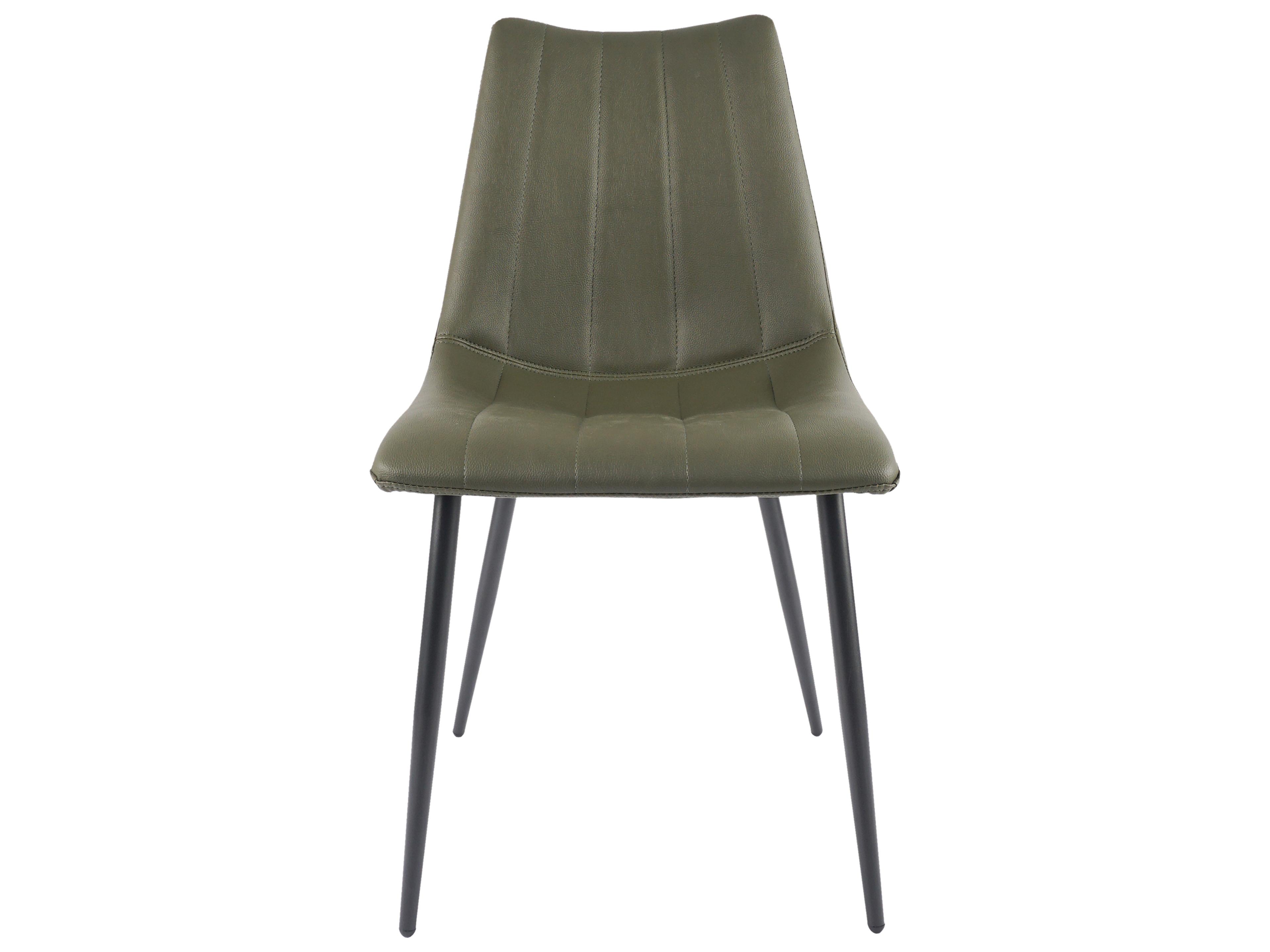 Moe's Home Alibi Leather Green Upholstered Side Dining Chair - Set of Two