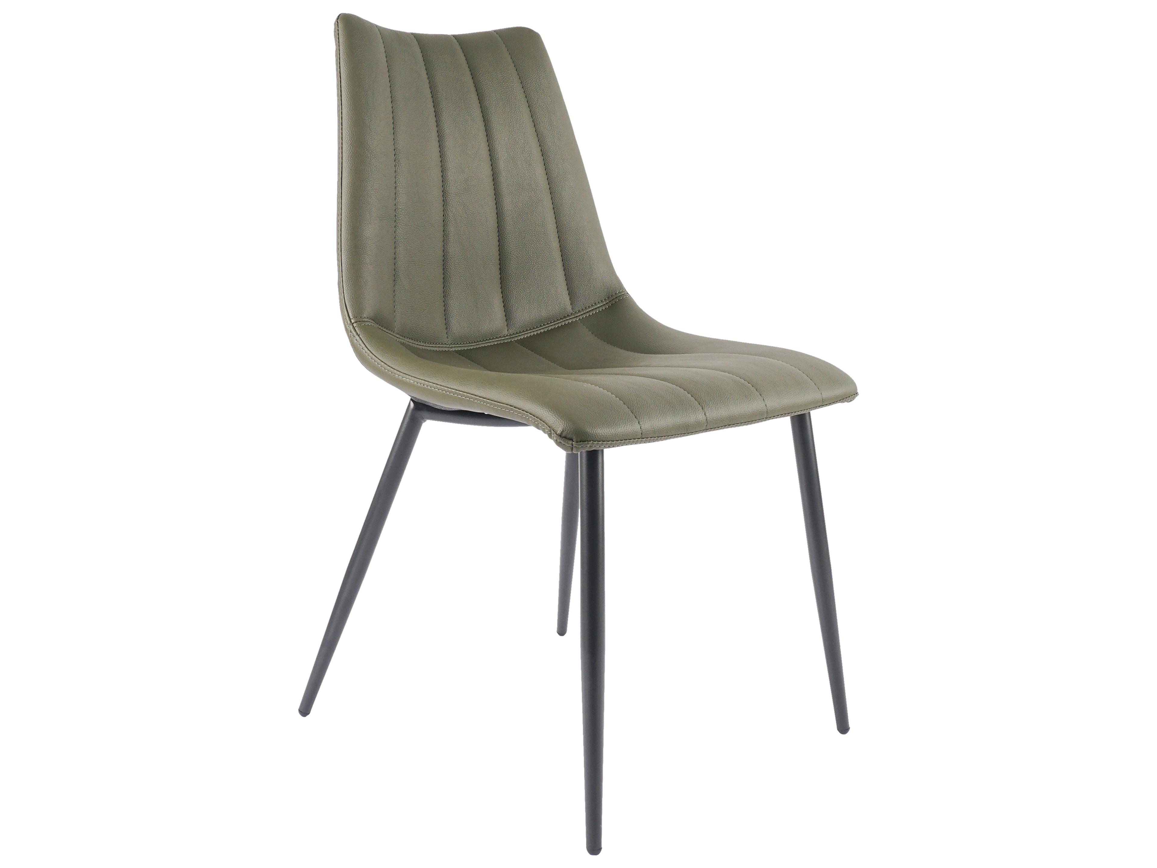 Moe's Home Alibi Leather Green Upholstered Side Dining Chair - Set of Two