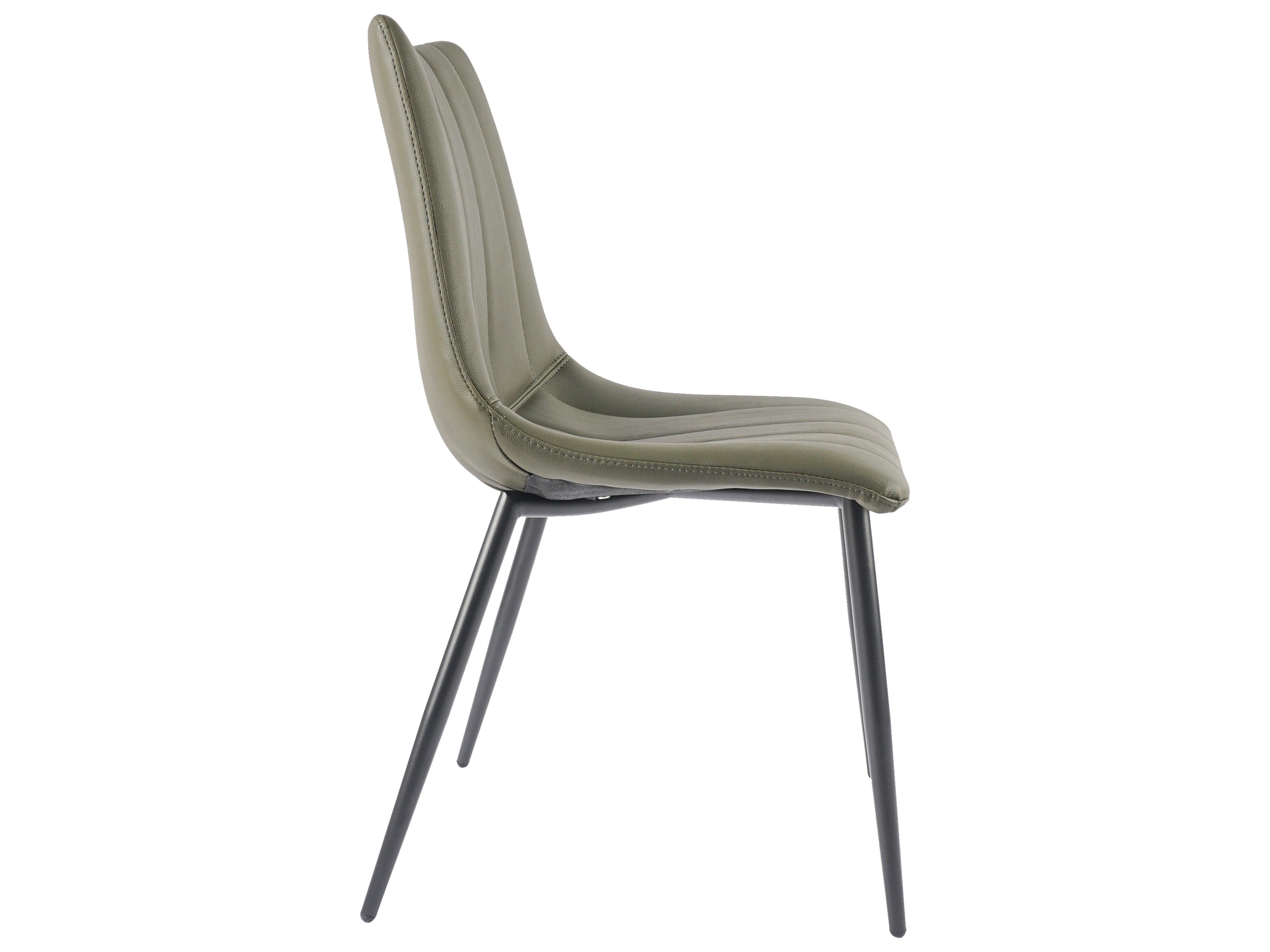 Moe's Home Alibi Leather Green Upholstered Side Dining Chair - Set of Two