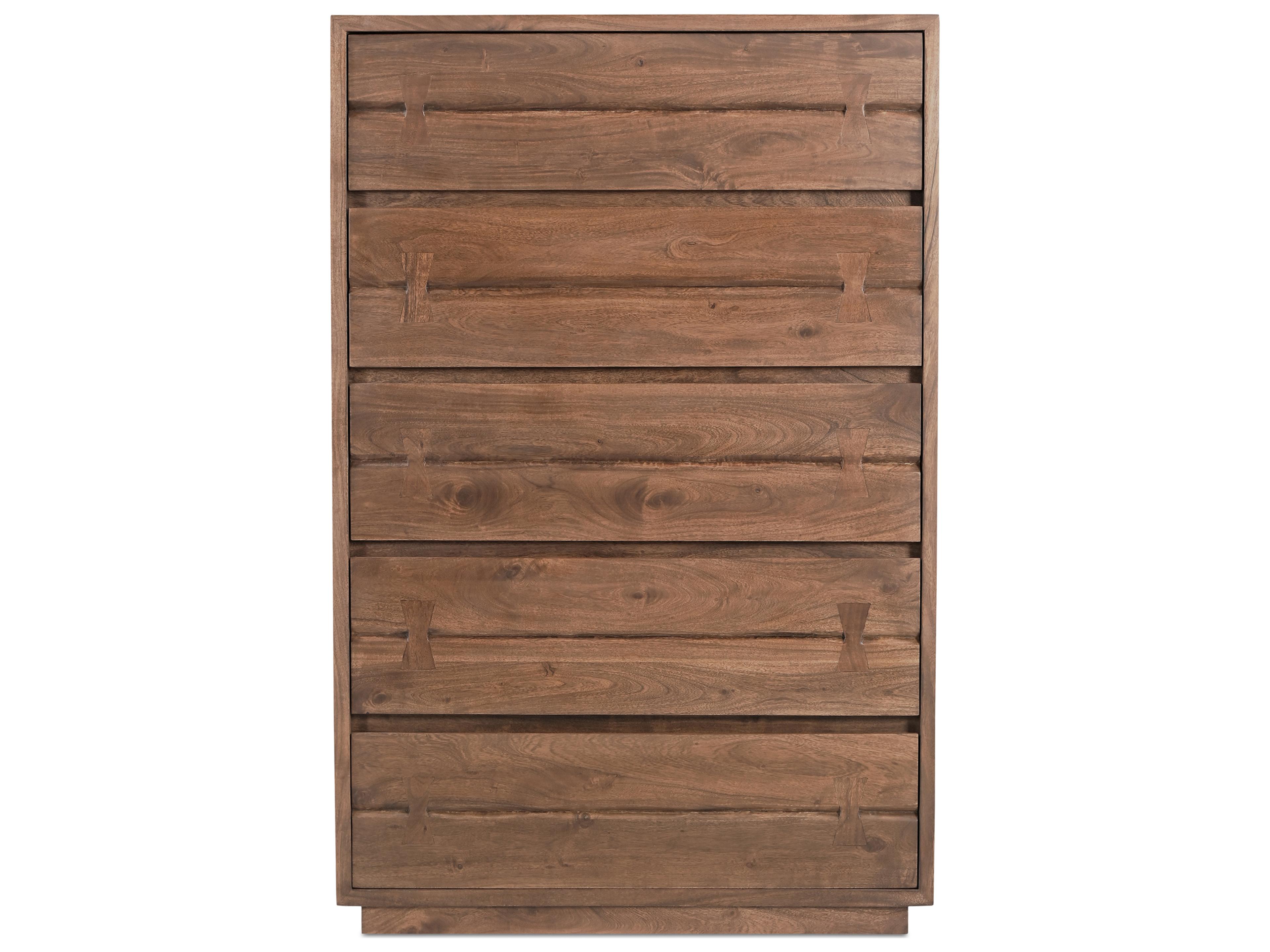 Moe's Home Madagascar 5-Drawers Brown Acacia Wood Accent Chest