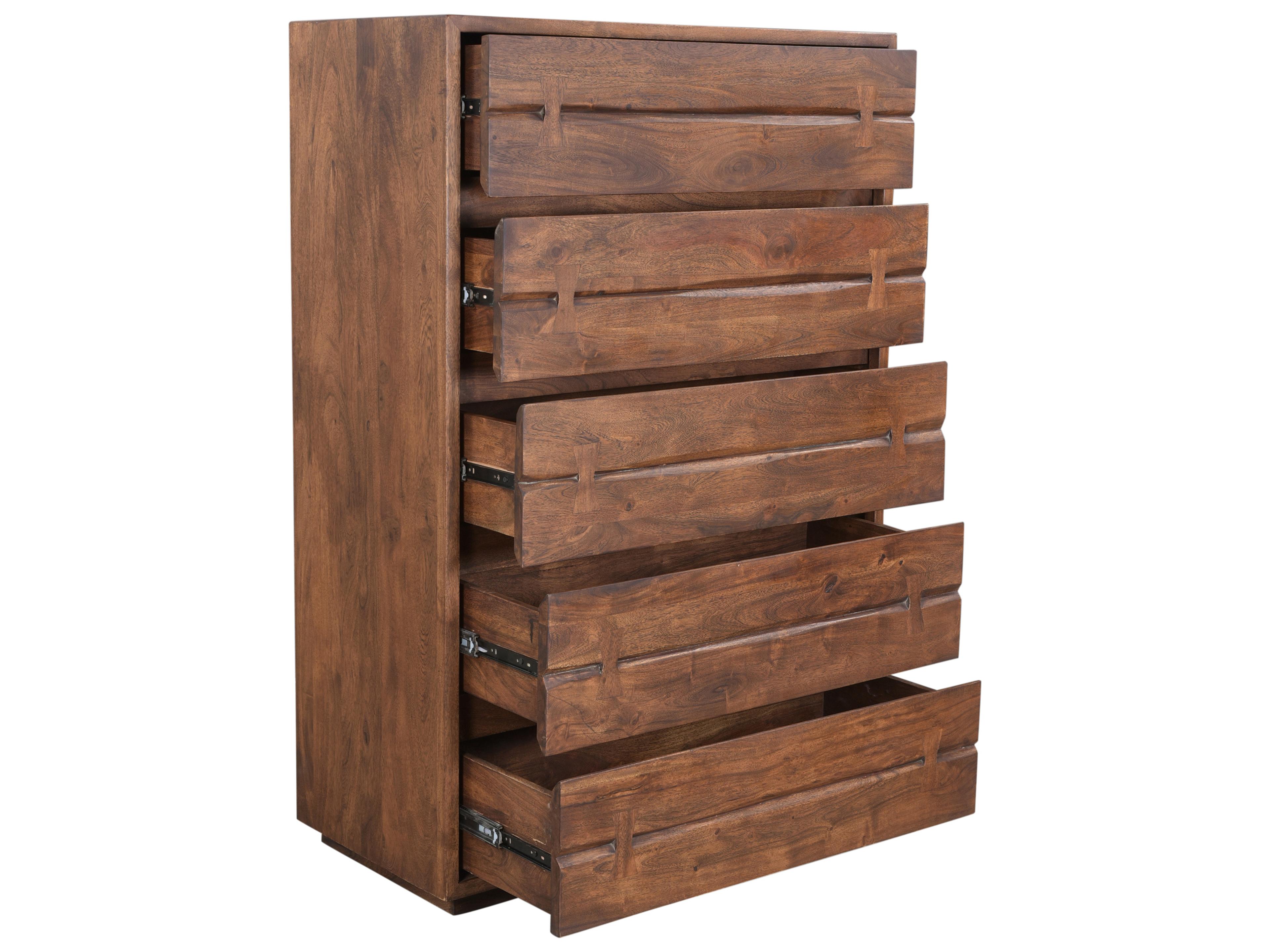 Moe's Home Madagascar 5-Drawers Brown Acacia Wood Accent Chest
