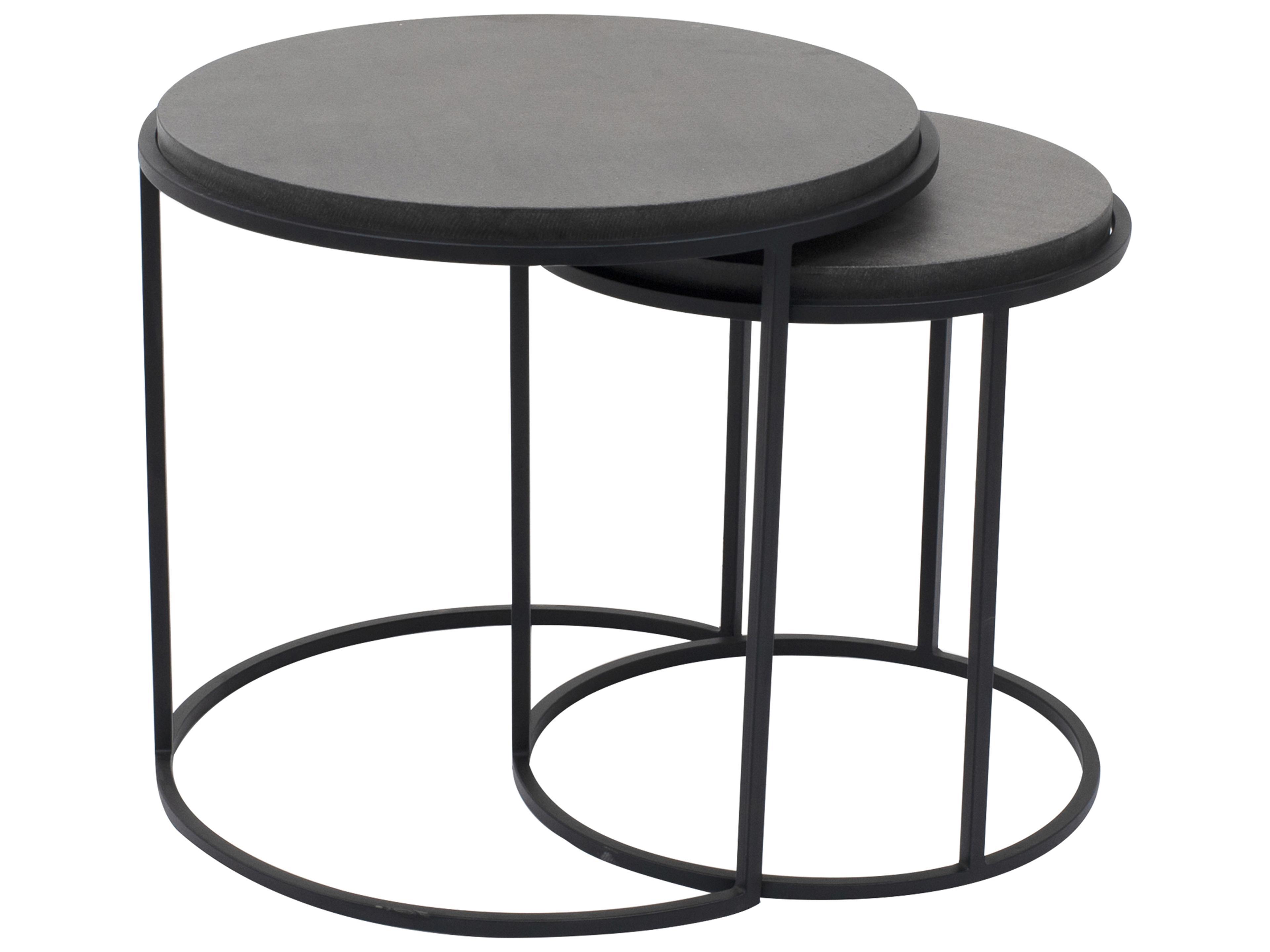 Moe's Home Round Stone Black End Table - Set of Two