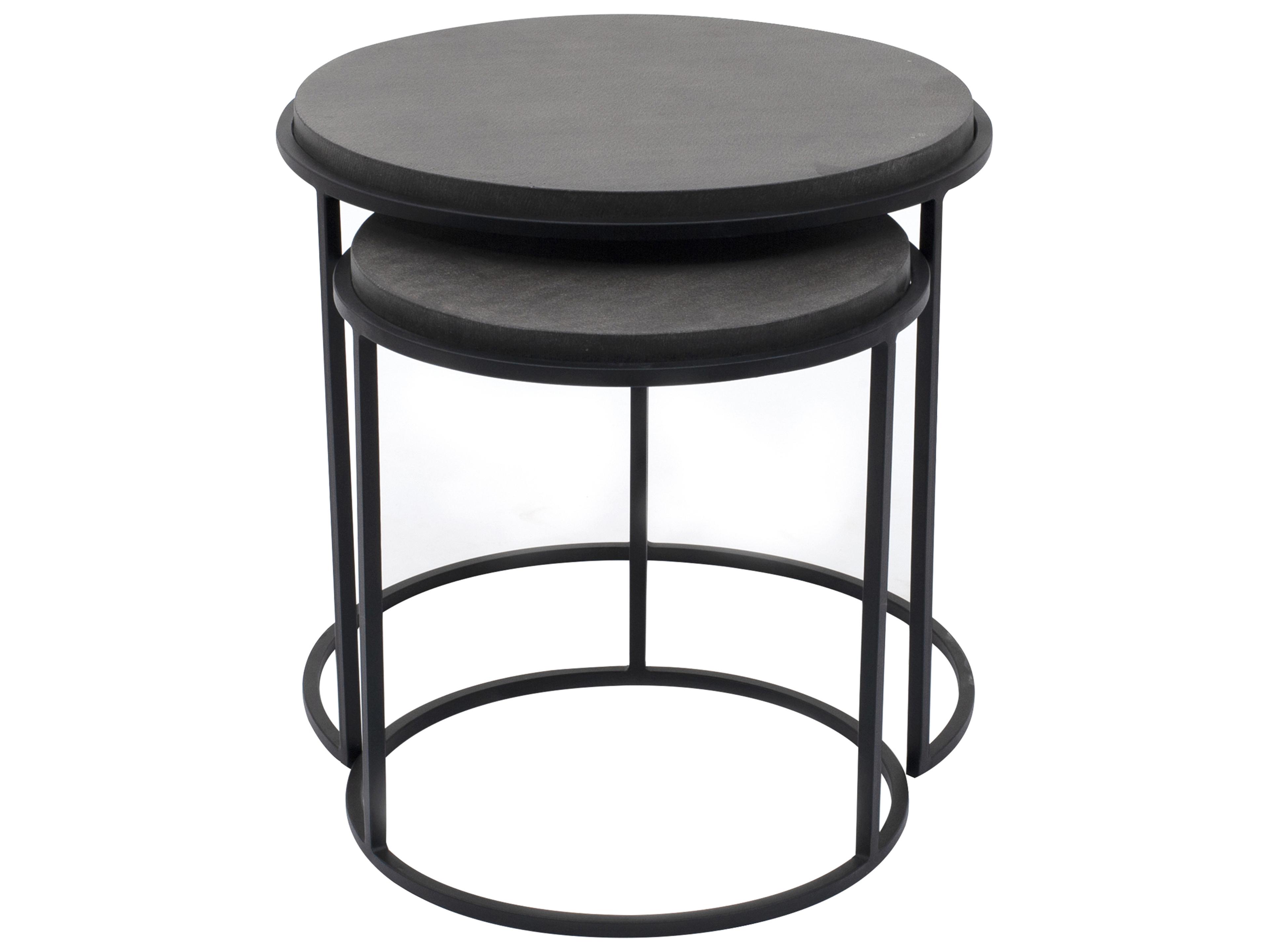 Moe's Home Round Stone Black End Table - Set of Two