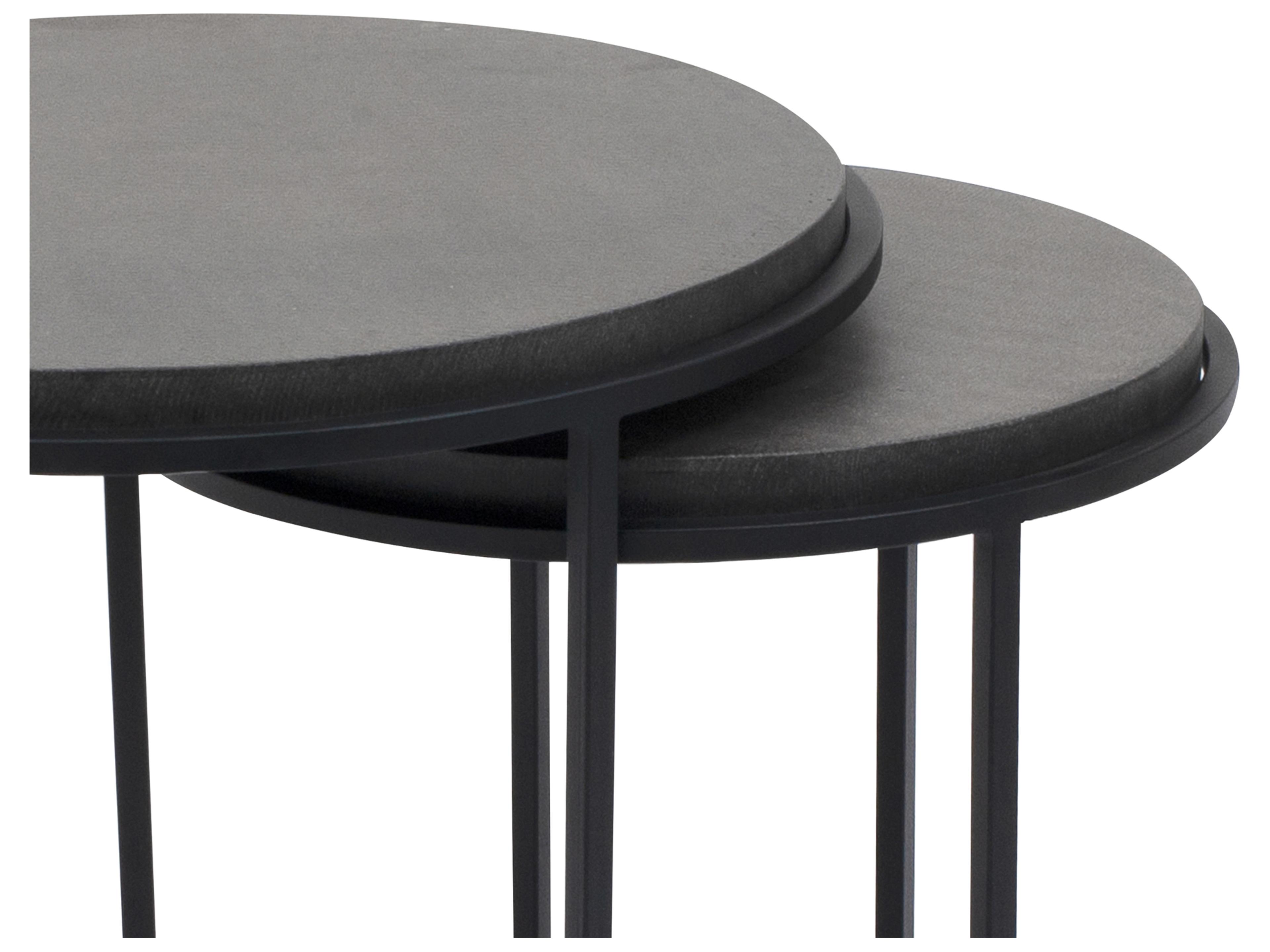 Moe's Home Round Stone Black End Table - Set of Two
