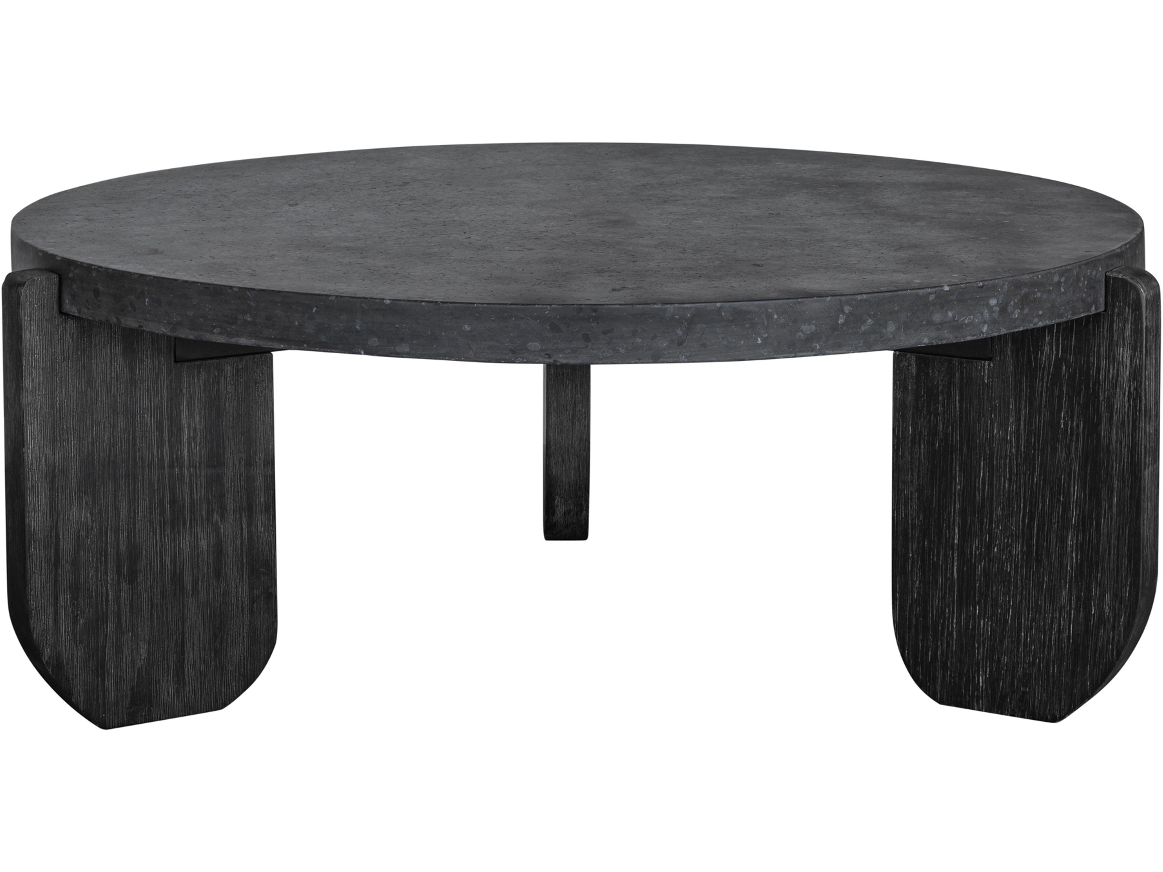 Wunder Round Concrete Black Coffee Table