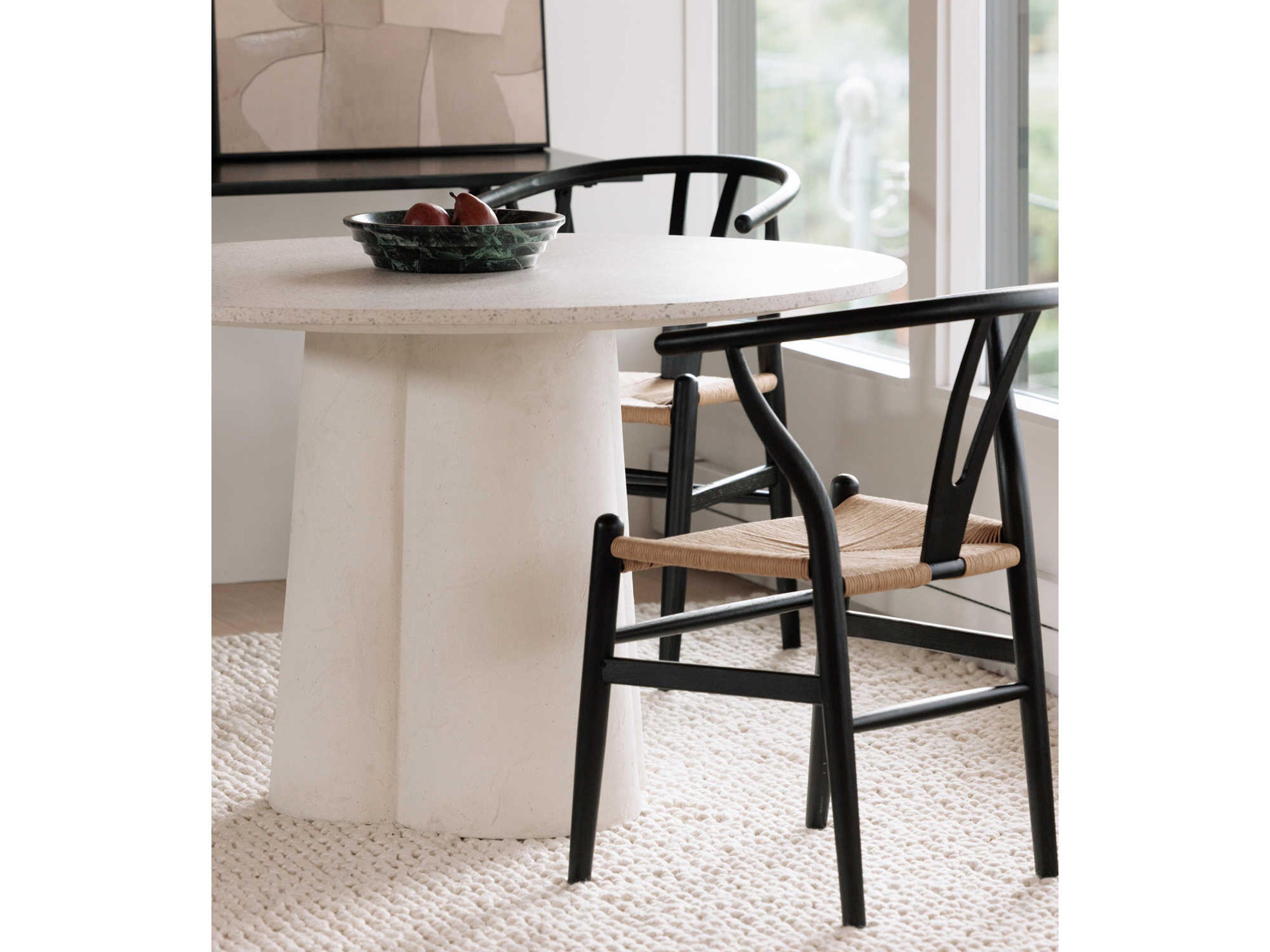 Moe's Home Mono Round Wood White Terrazo Dining Table