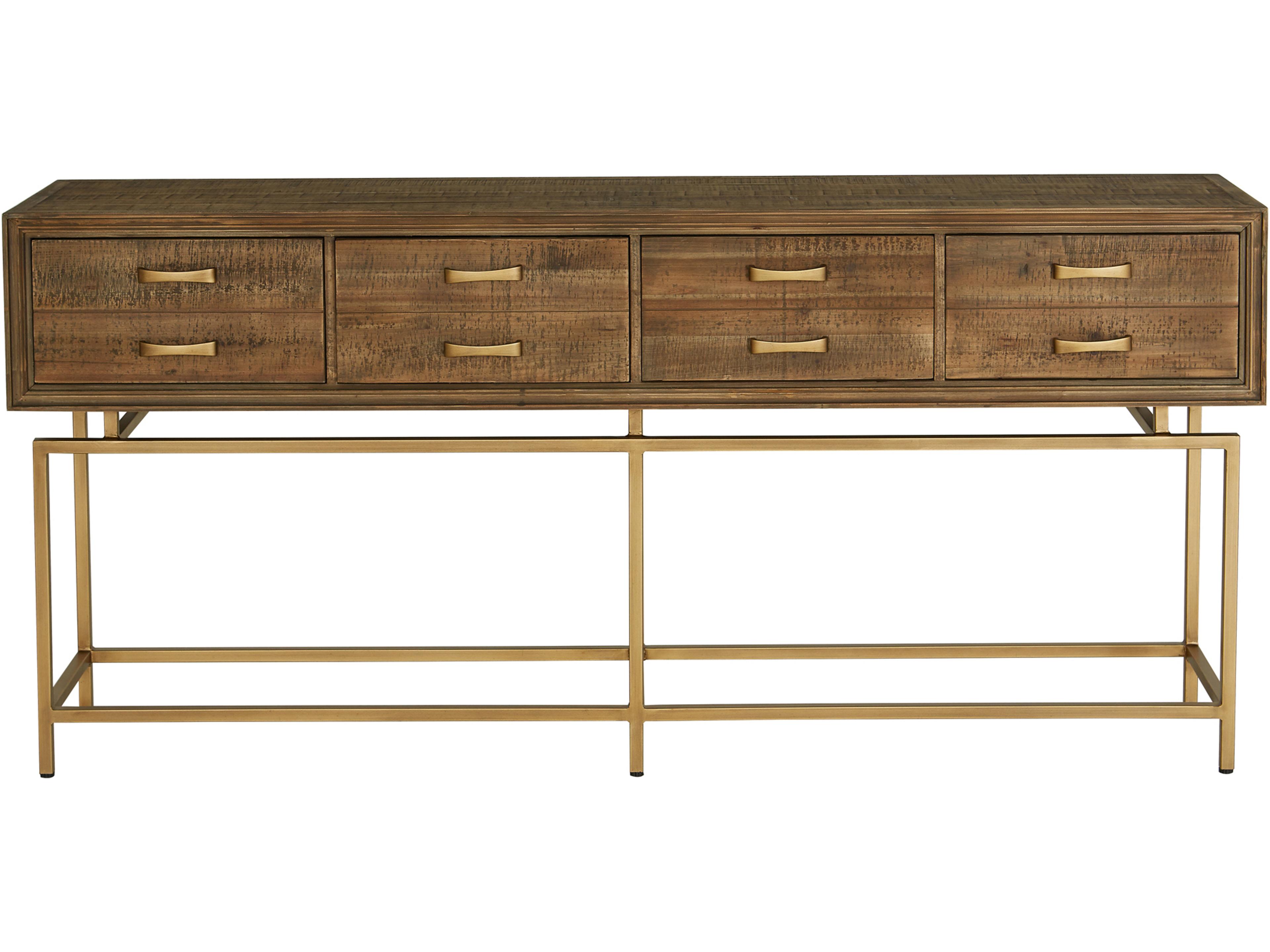 Annecy Console Table Reclaimed Wood and Brass
