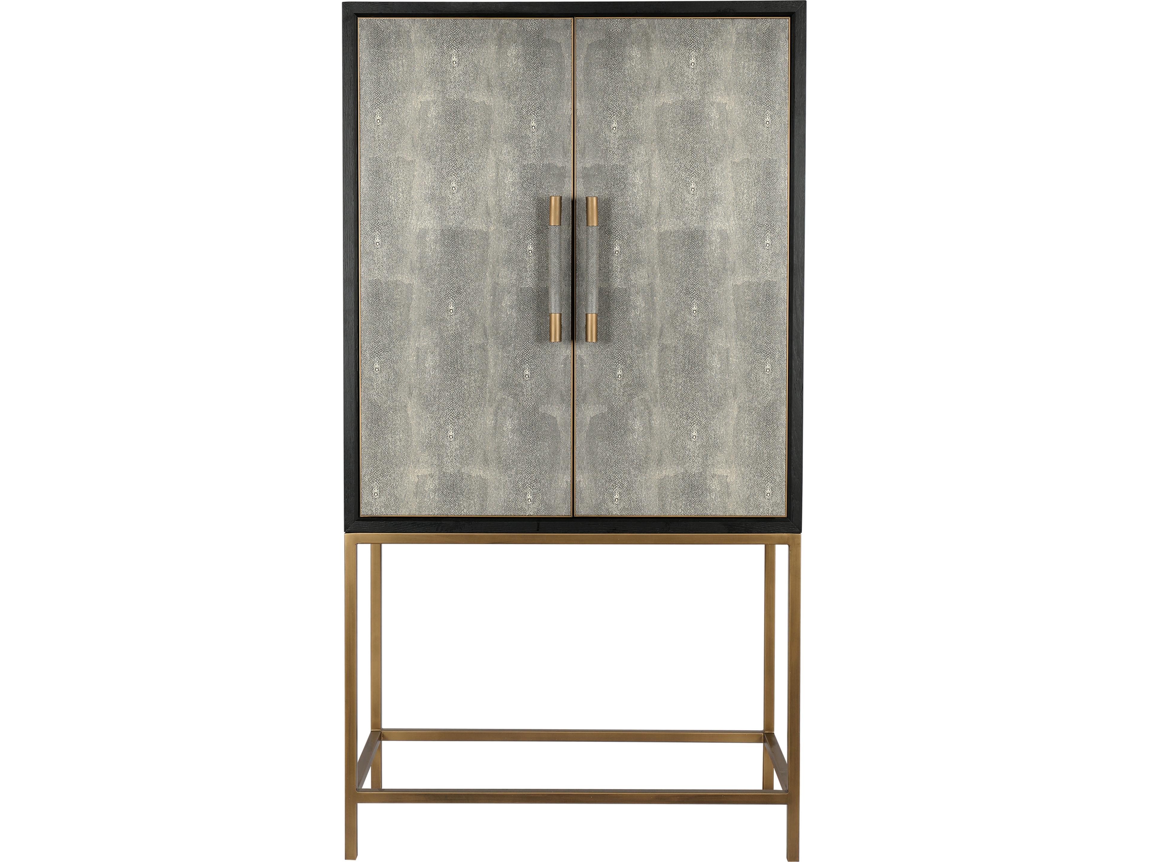 Mako Bar Cabinet in Solid Oak and Brass