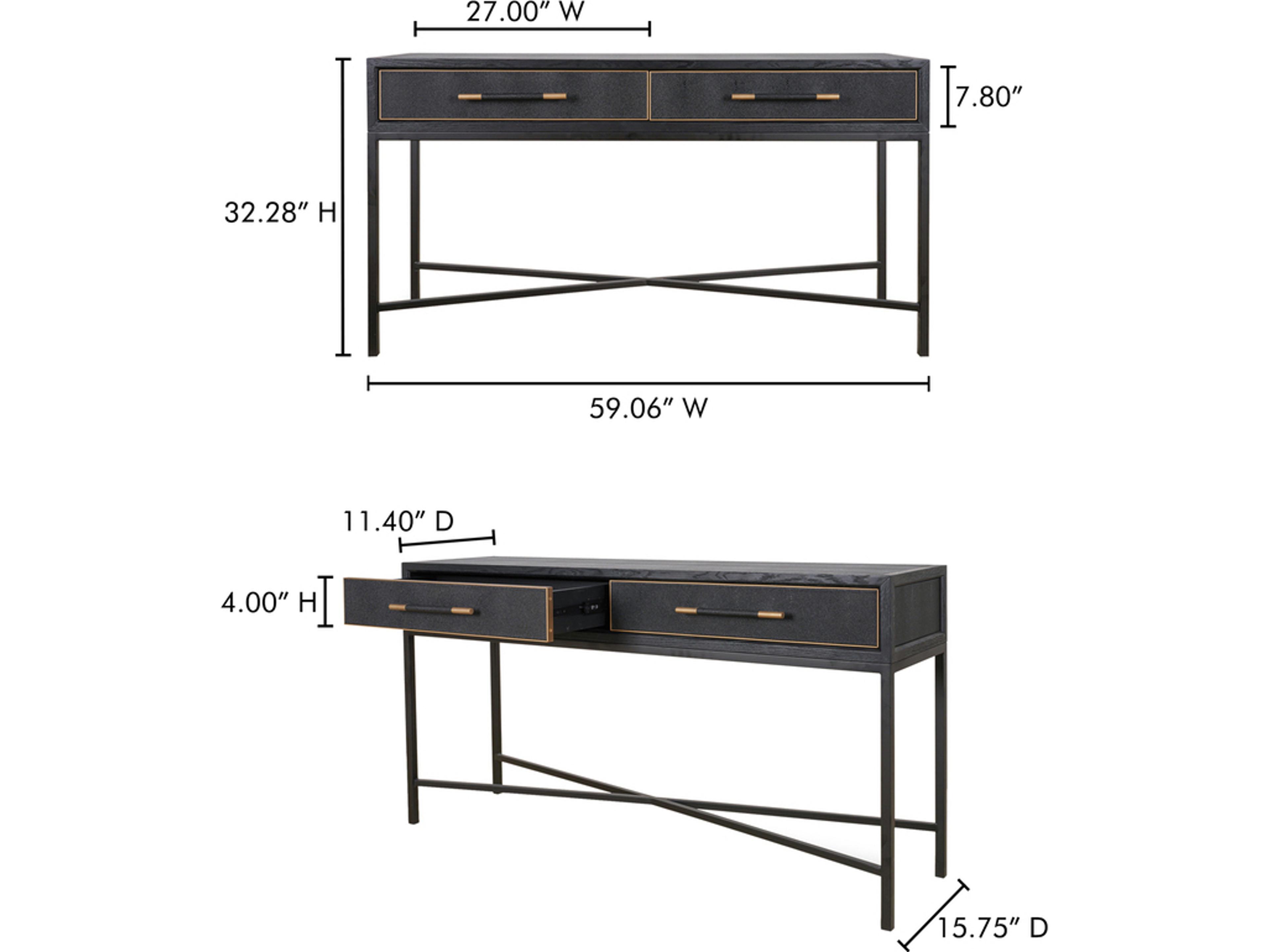Moe's Home Mako  Black Rectangular Wood Console Table