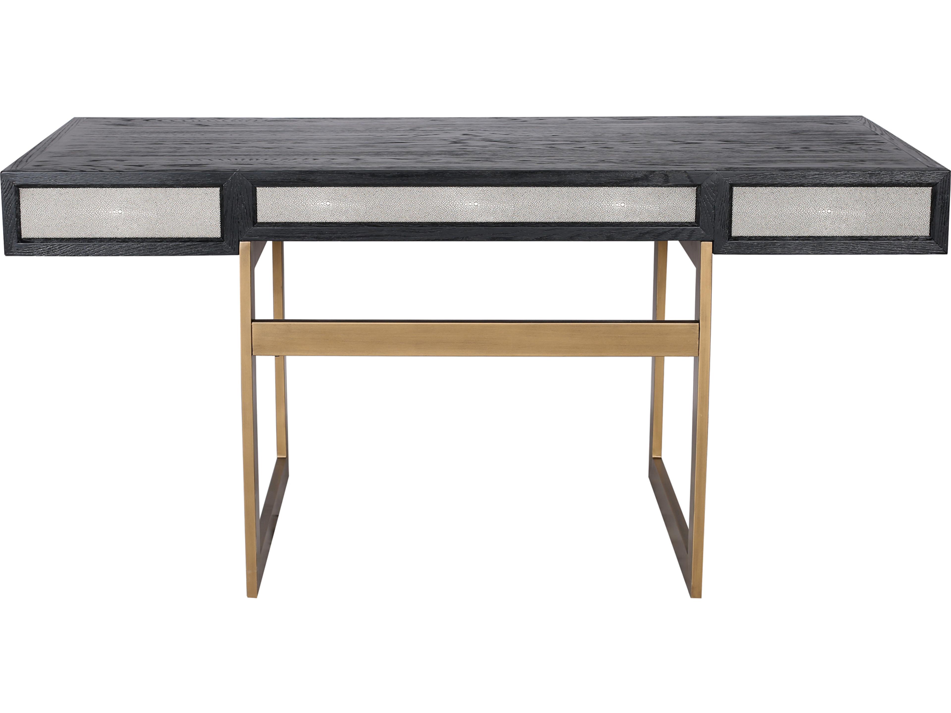 Moe's Home Black Brass Gold Oak Wood Secretary Desk