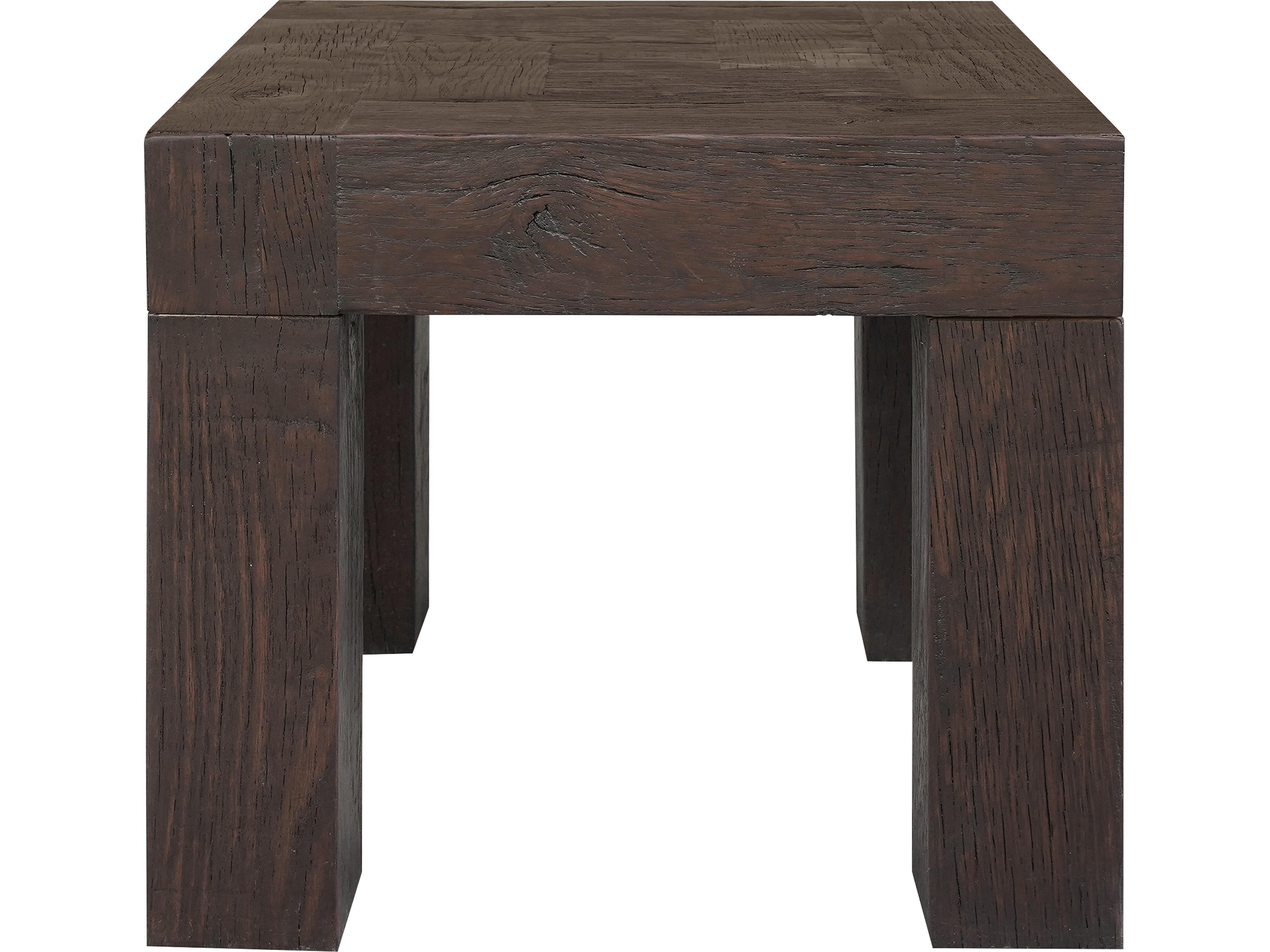 Evander Square Wood Rustic Brown End Table