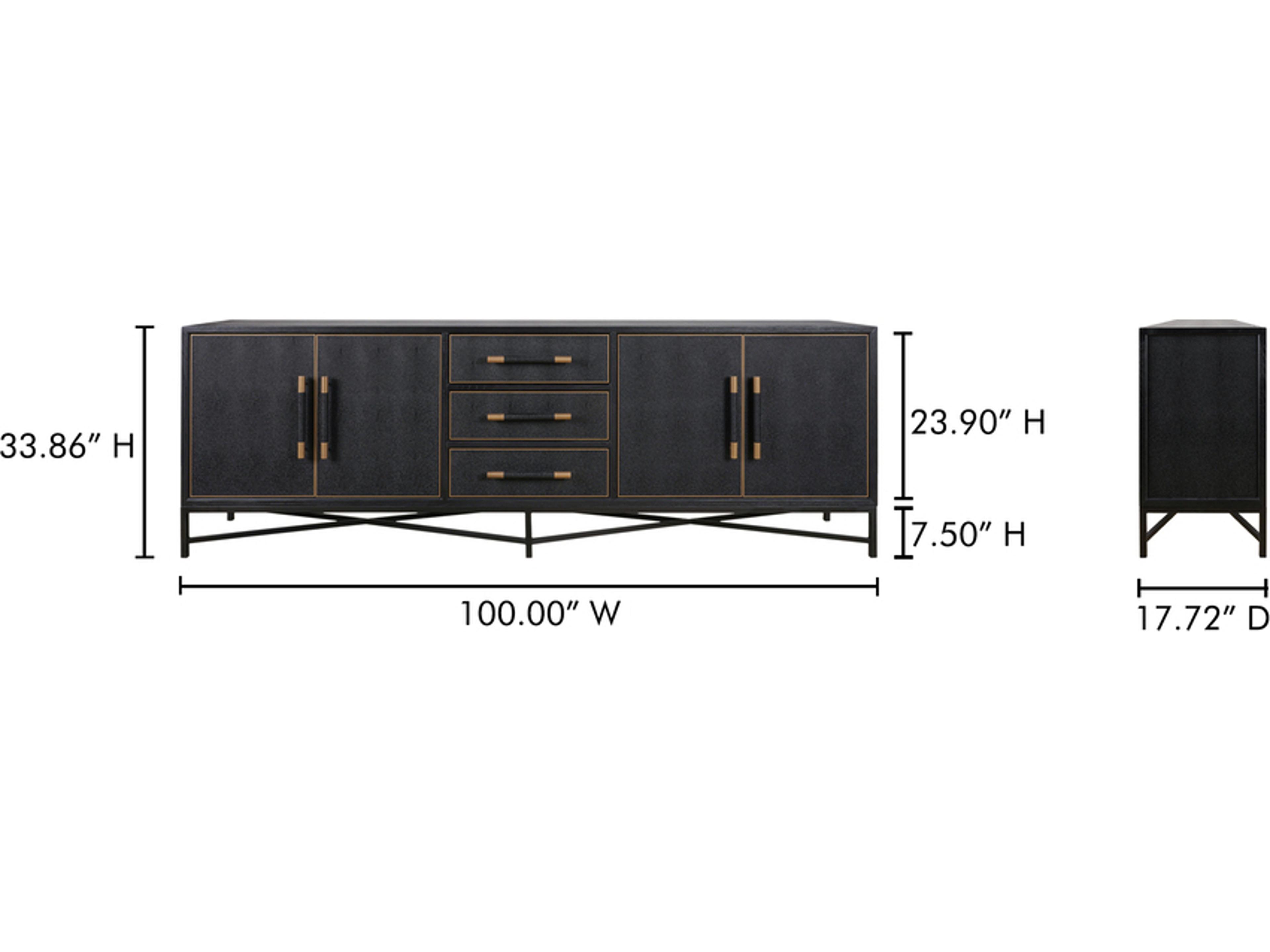 Moe's Home Mako 100" Black Wood Large Sideboard