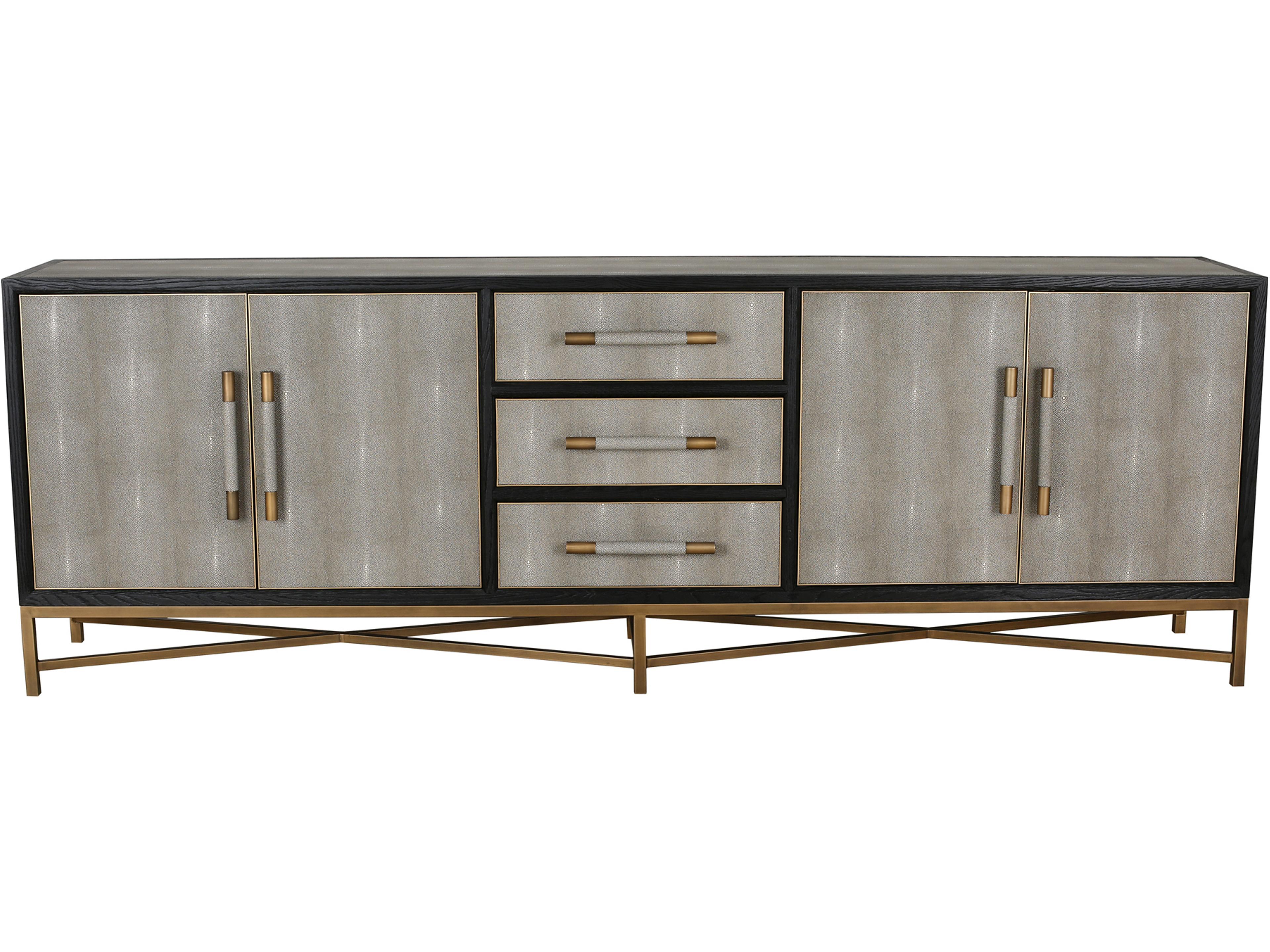 100" Oak Wood Grey Black Sideboard