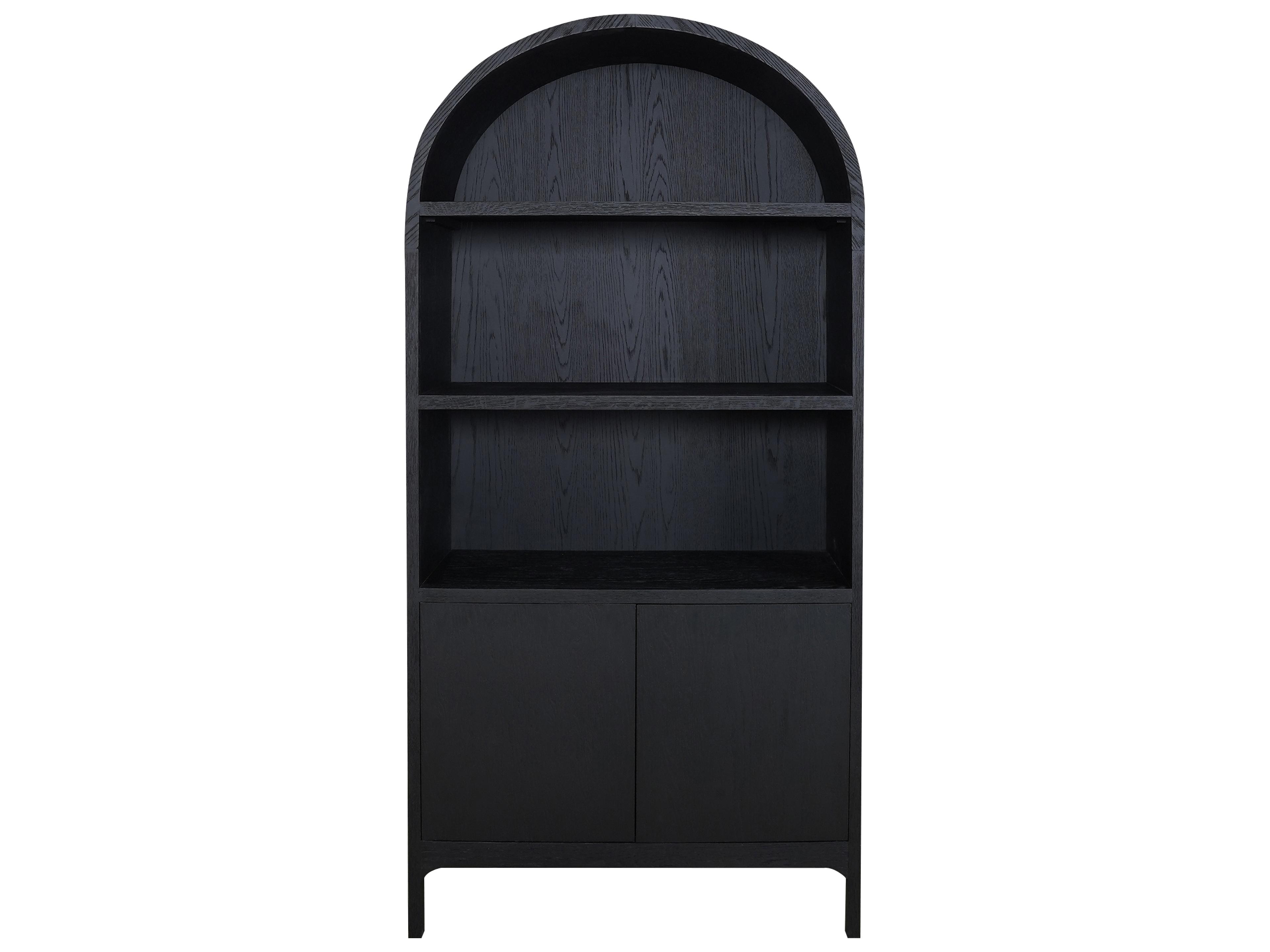 Moe's Home Wilde Oak Wood Black Display Cabinet