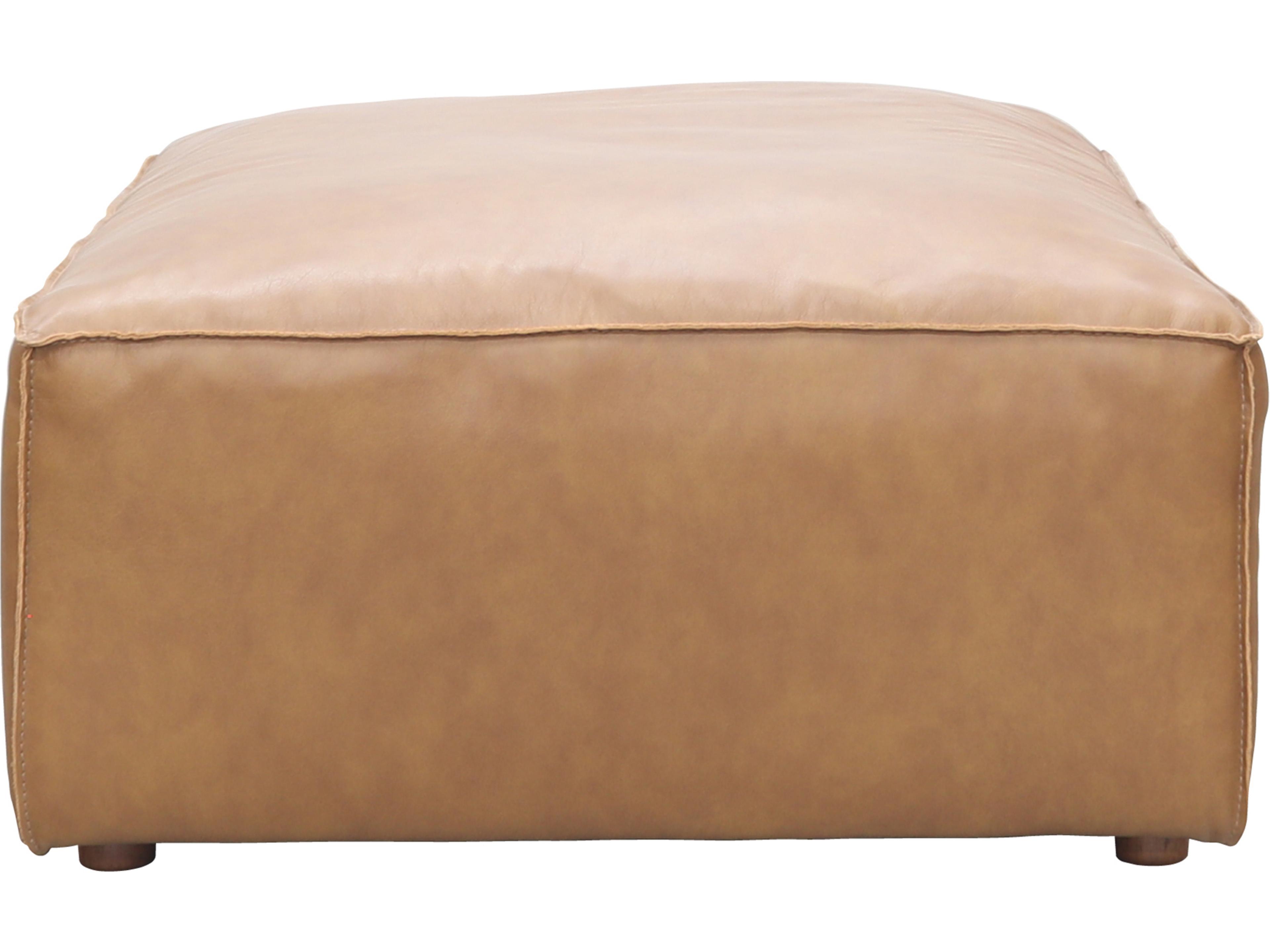 Moe's Home Form Tan Brown Leather Ottoman