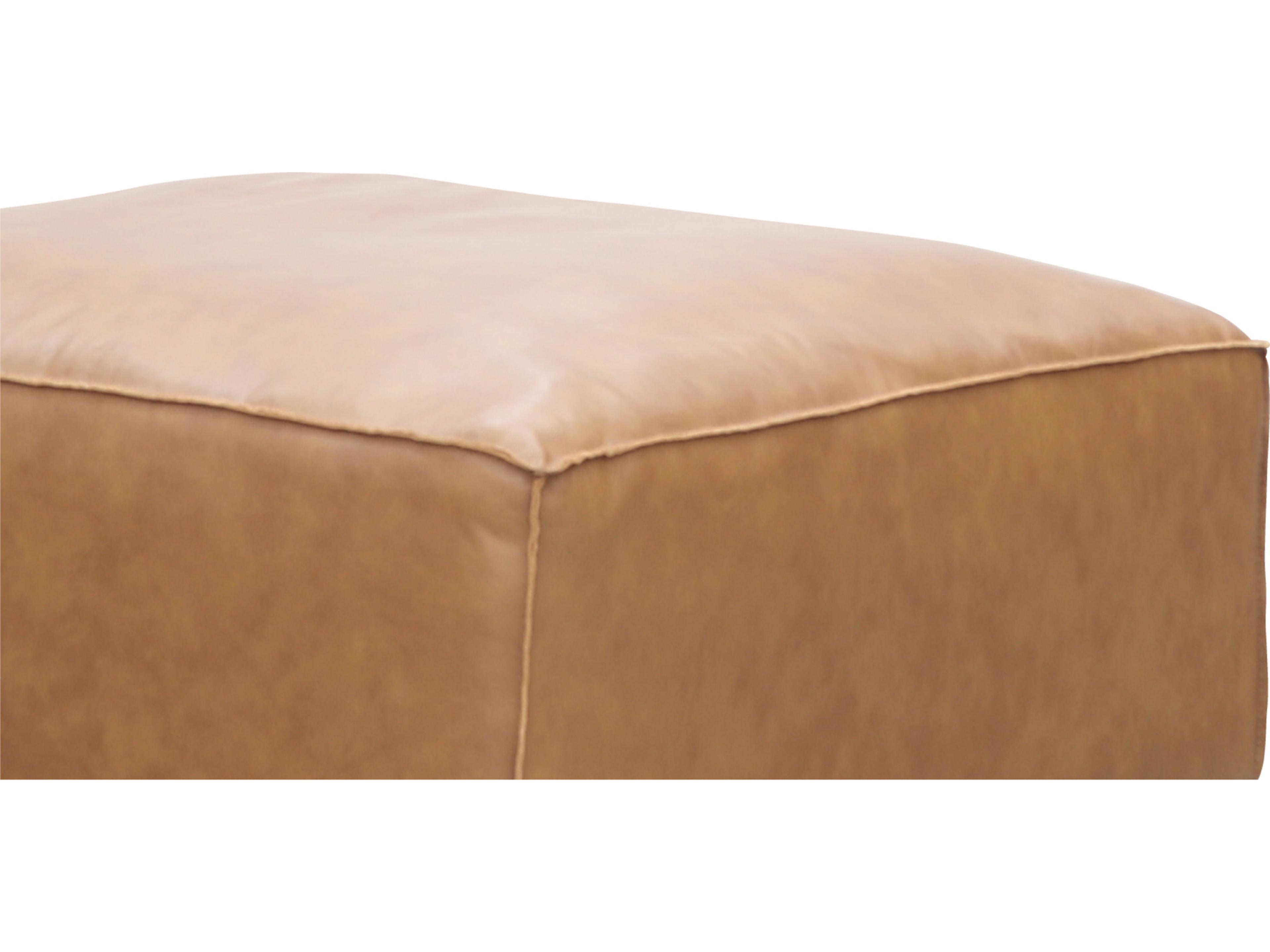 Moe's Home Form Tan Brown Leather Ottoman