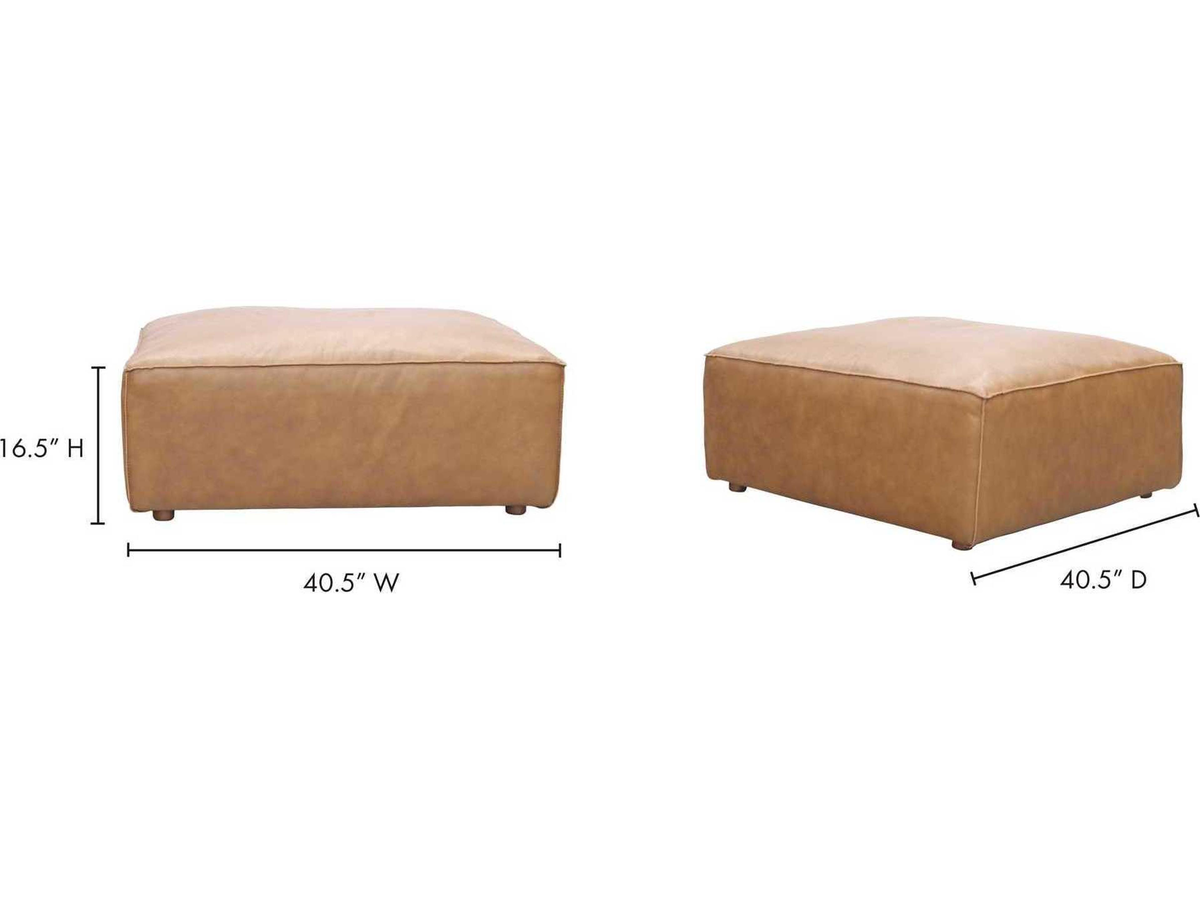 Moe's Home Form Tan Brown Leather Ottoman