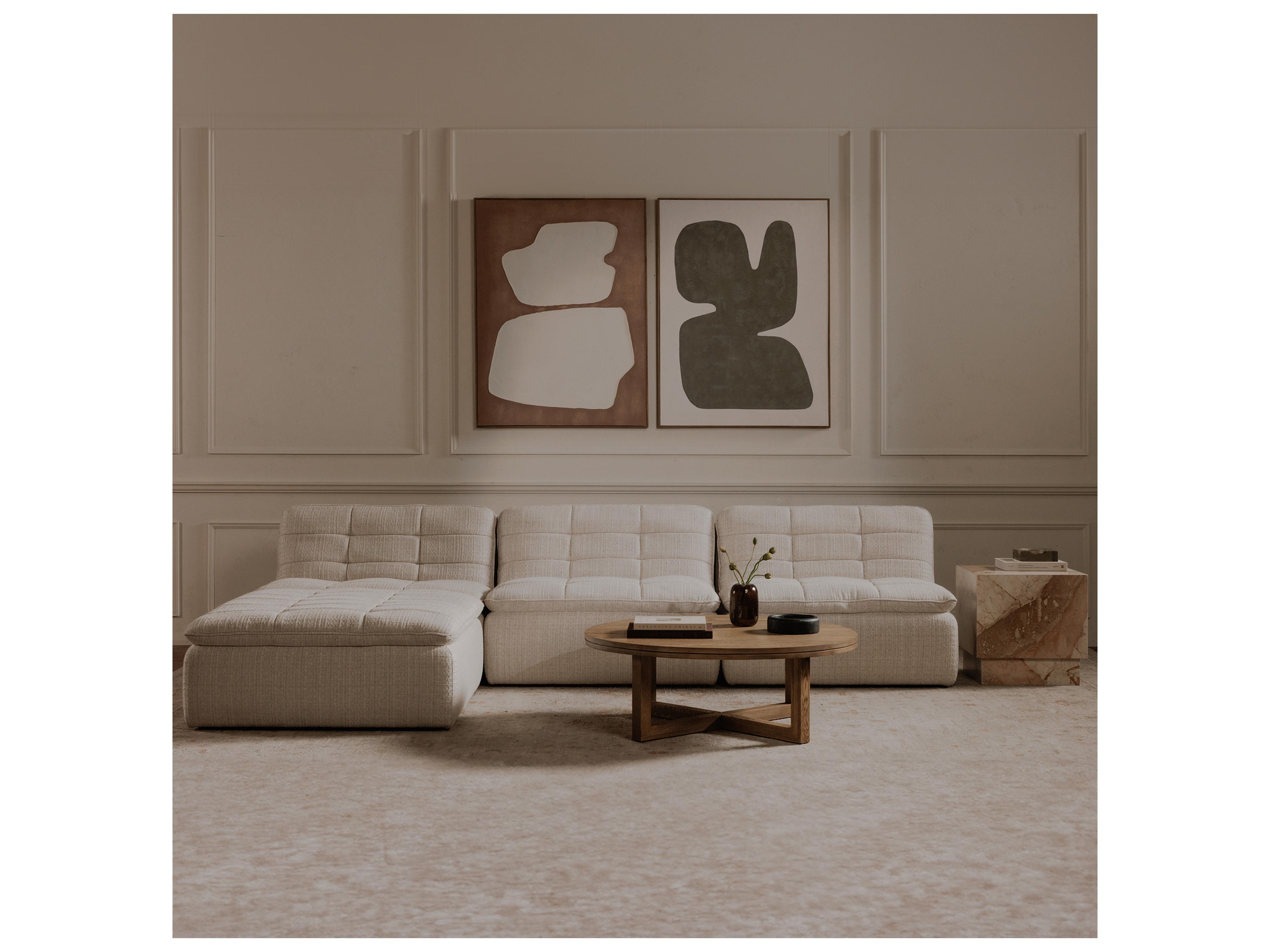 Moe's Home Lino Beige Upholstered Ottoman