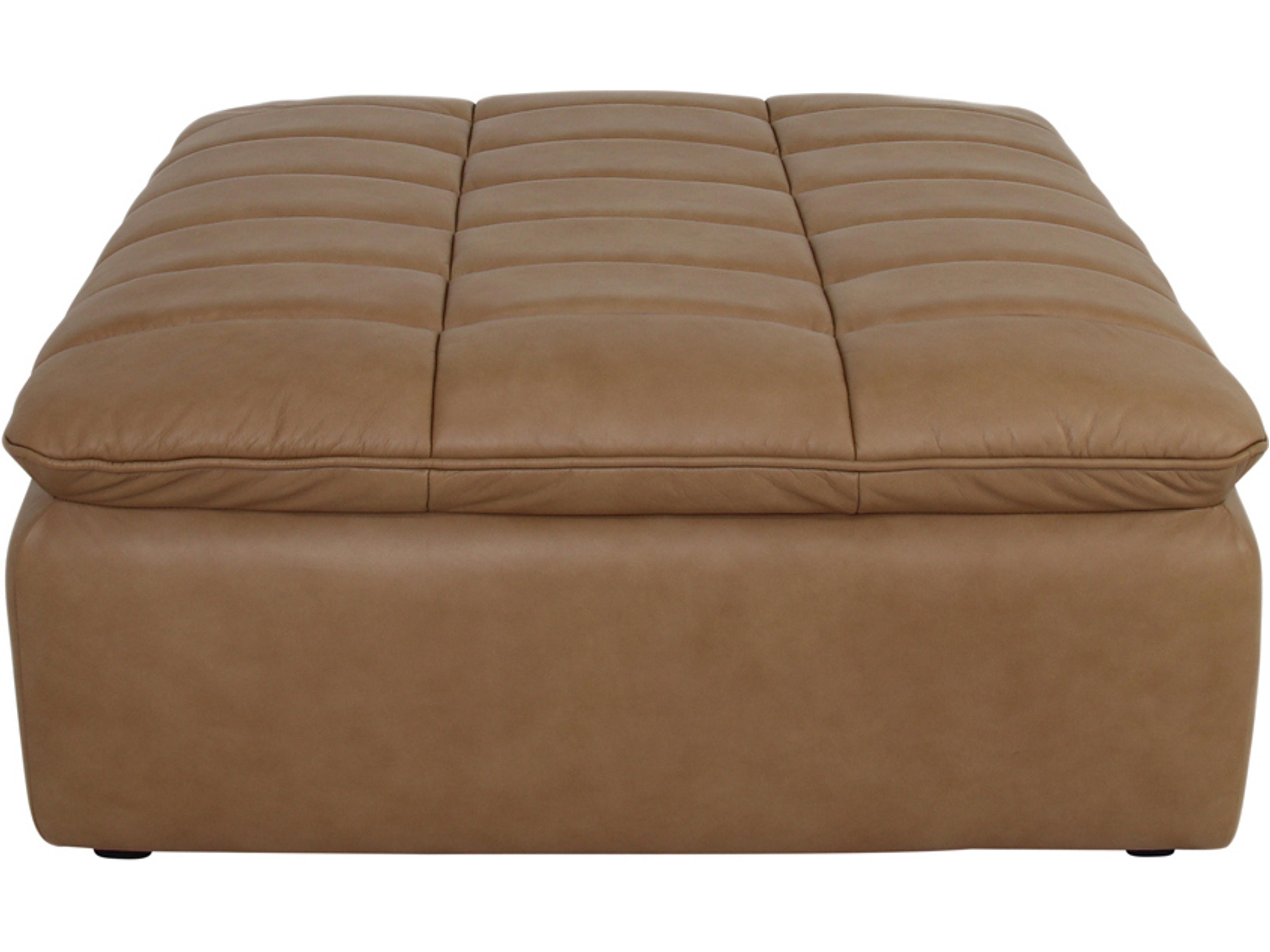 Lino Brown Leather Ottoman