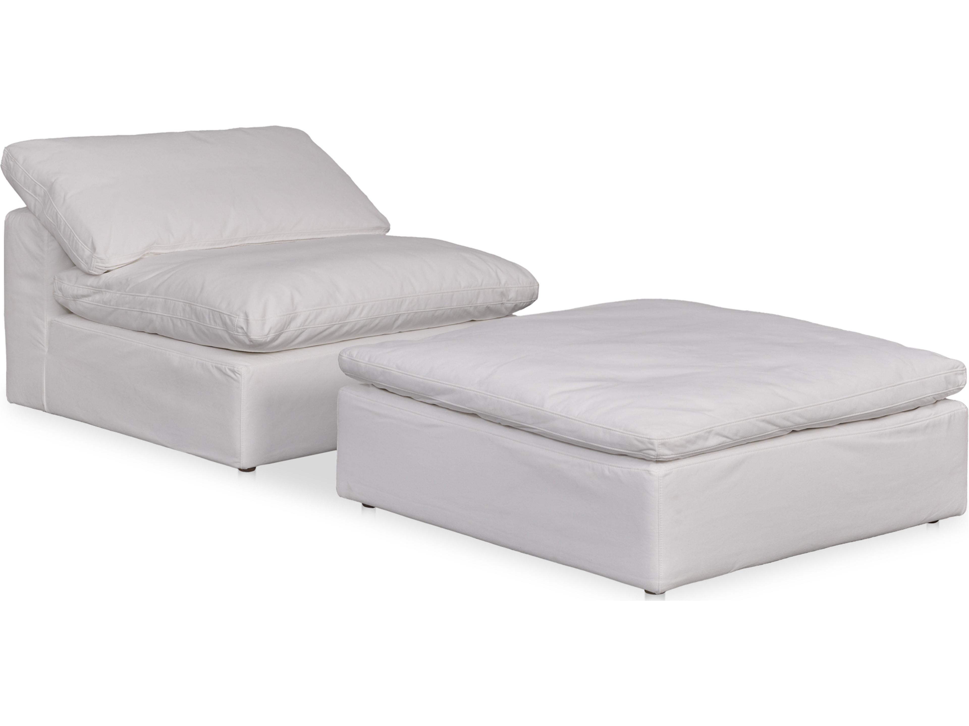 Moe's Home Terra Peyton Pearl White Upholstered Ottoman