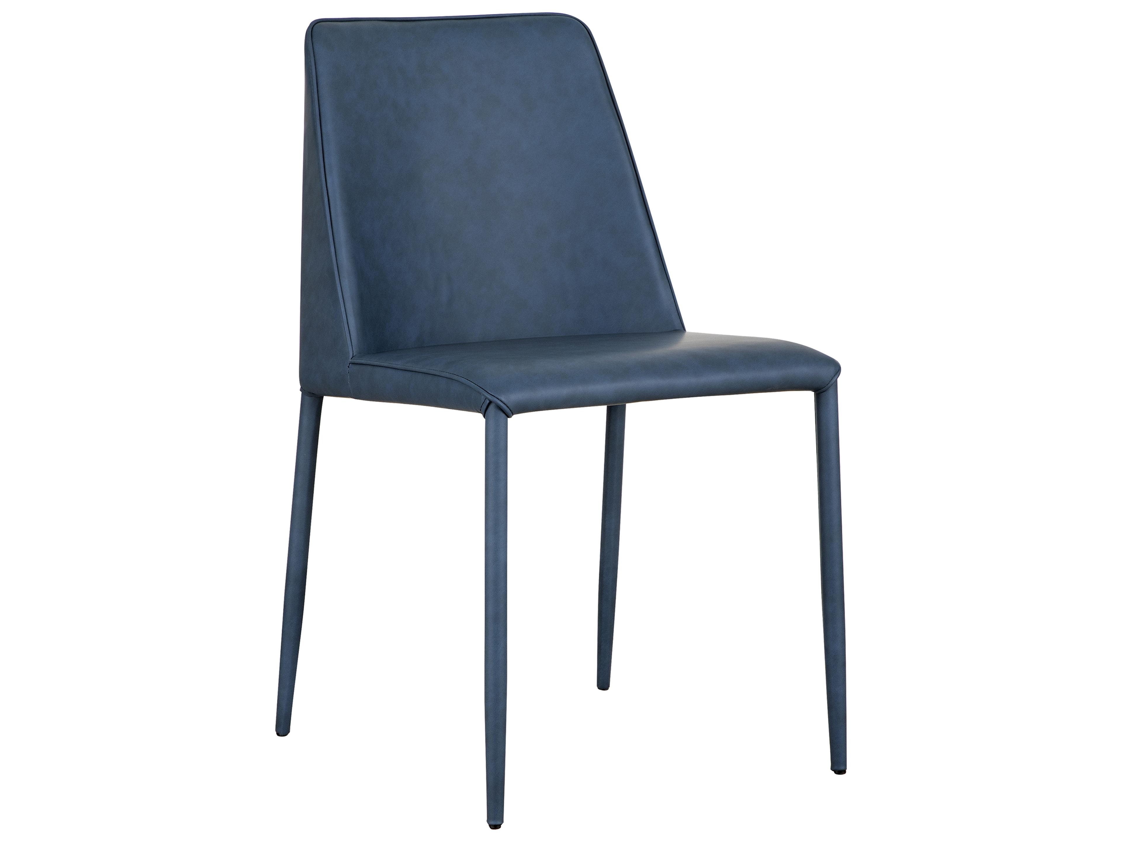 Moe's Home Leather Ply Wood Blue Upholstered Side Dining Chair - Set of Two