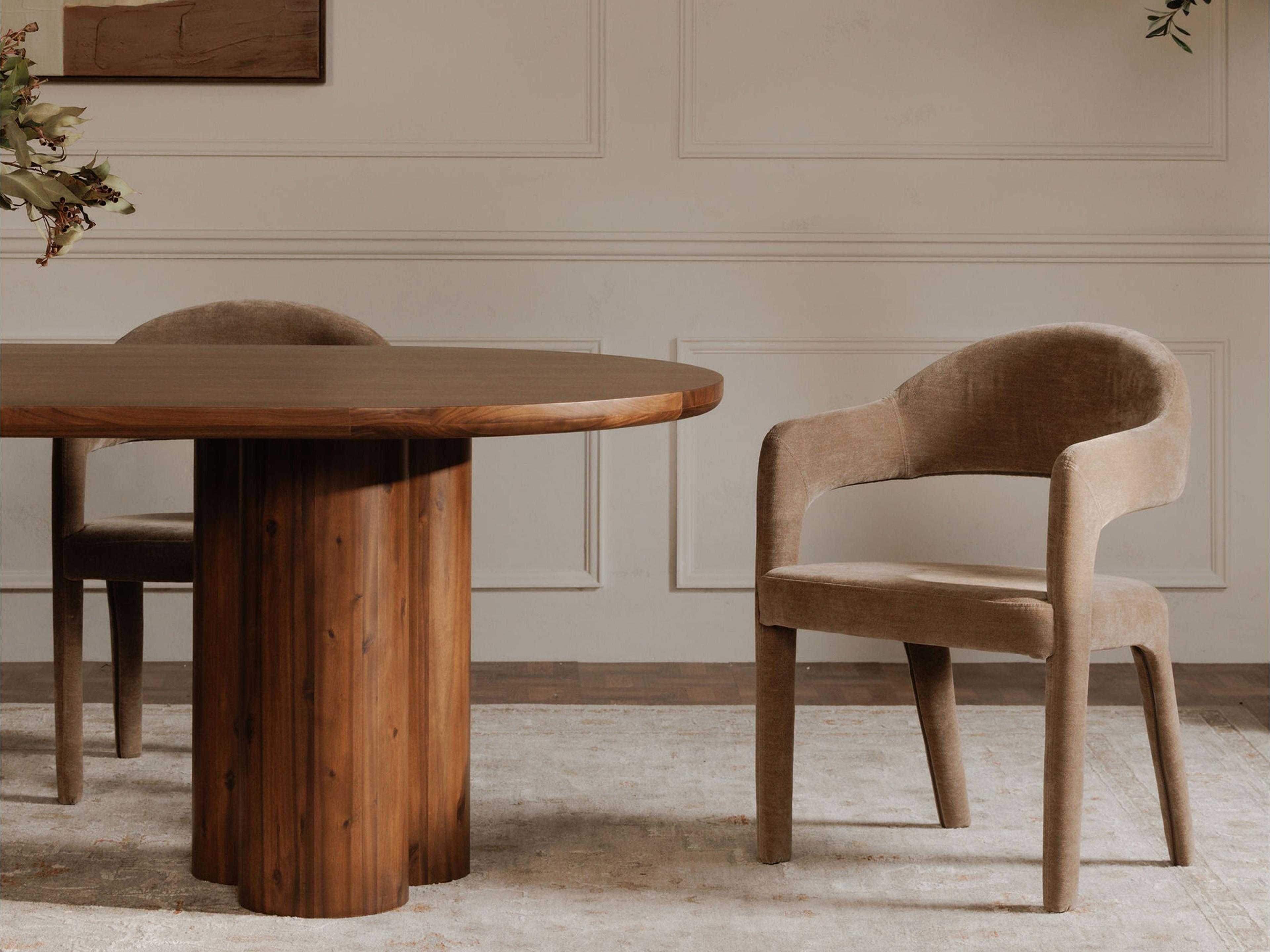 Moe's Home Martens Plywood Camel Upholstered Arm Dining Chair