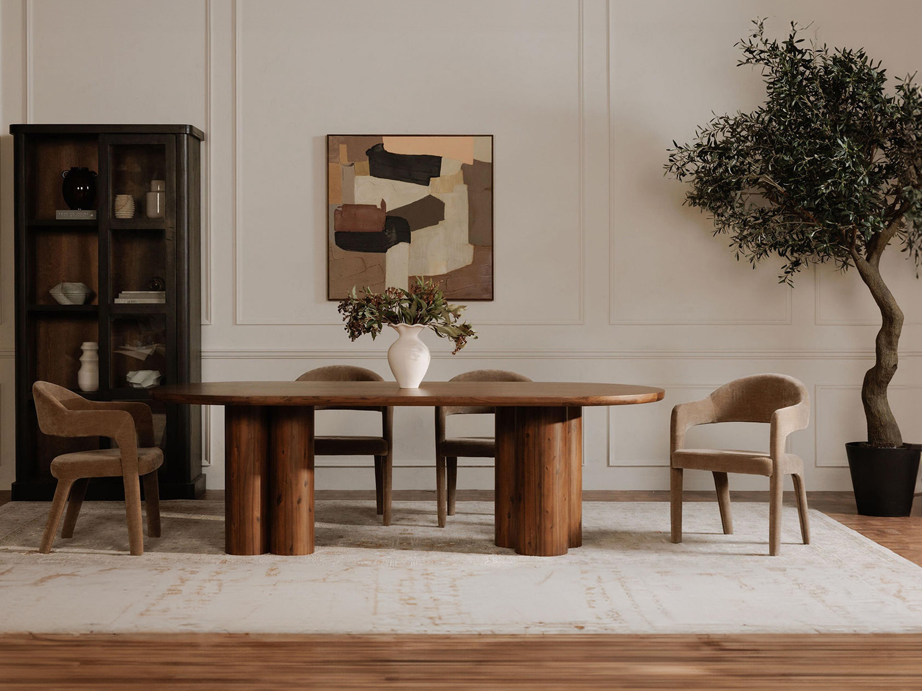 Moe's Home Martens Plywood Camel Upholstered Arm Dining Chair