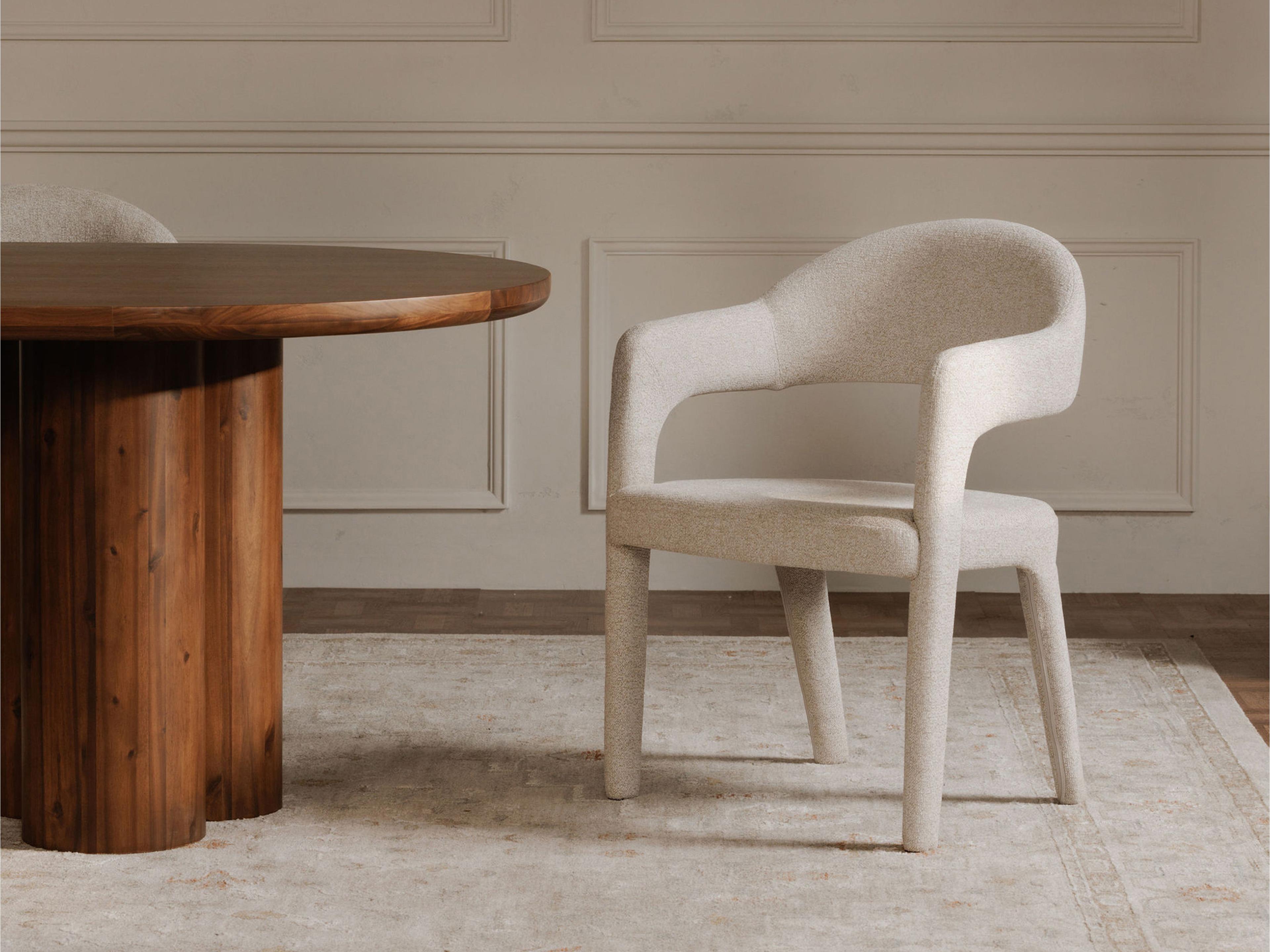 Moe's Home Martens Beige Upholstered Arm Dining Chair