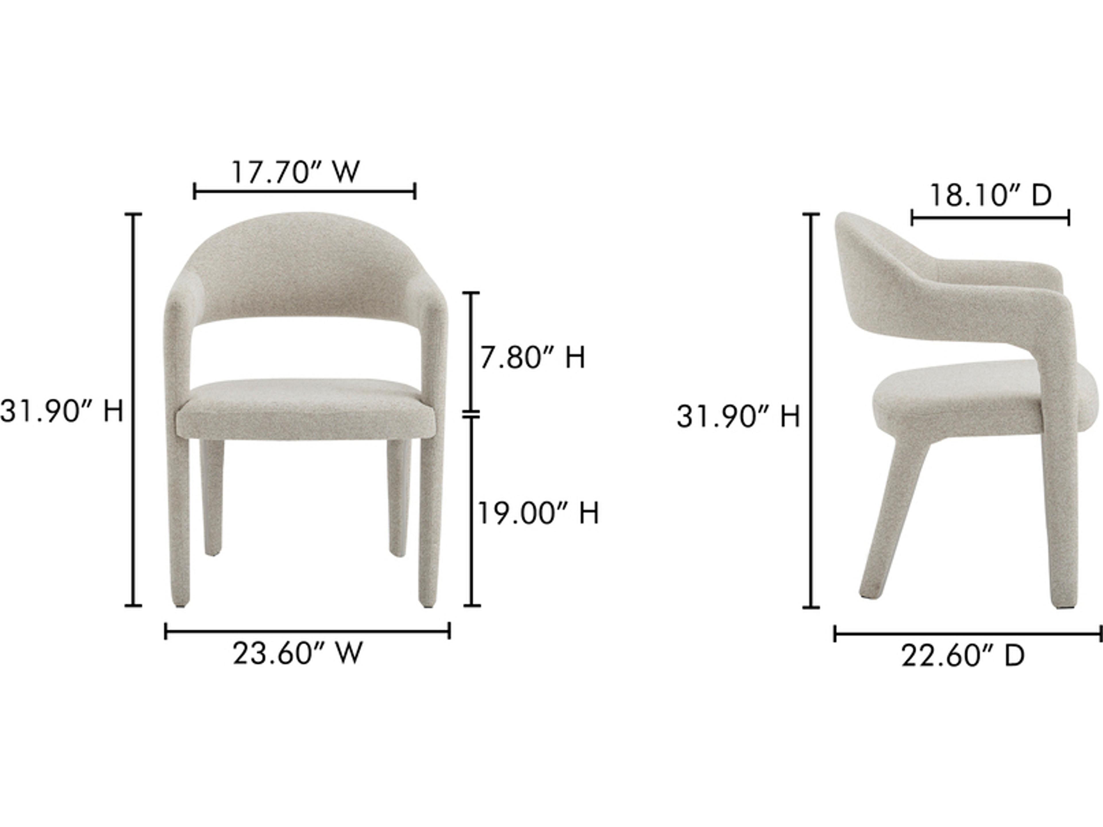 Moe's Home Martens Beige Upholstered Arm Dining Chair