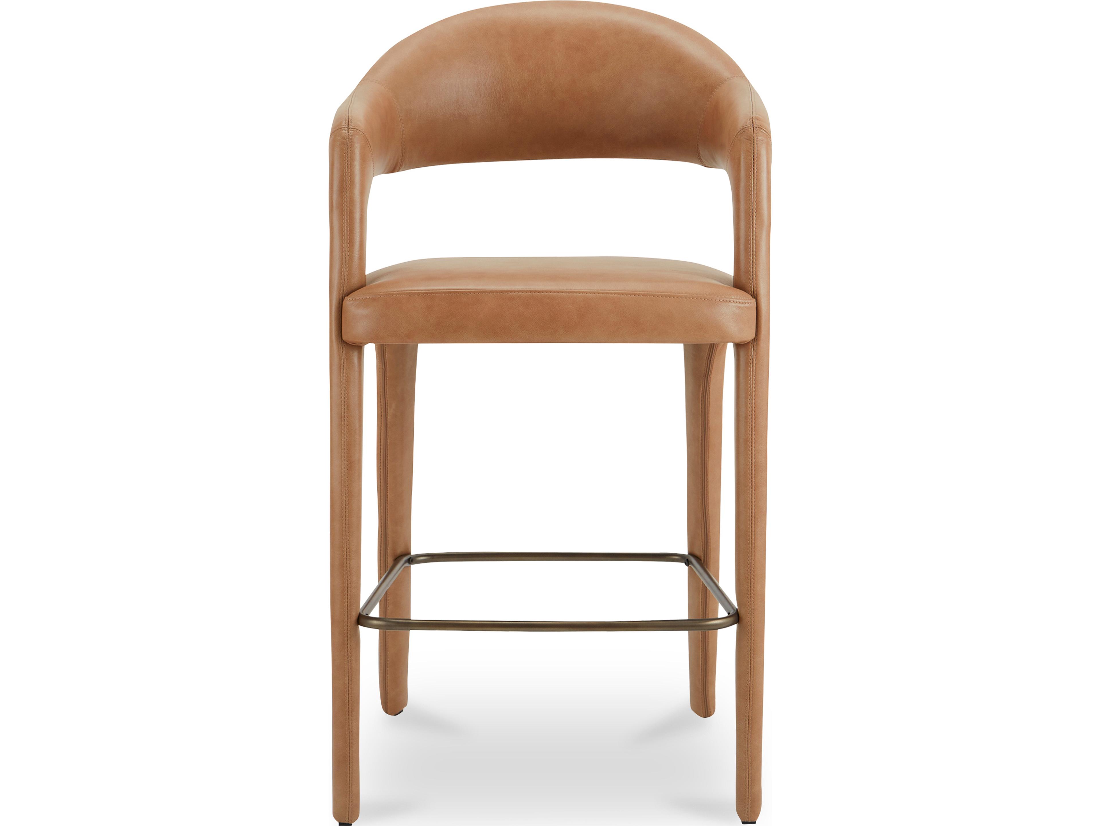 Martens Brown Leather Plywood Bar Stool