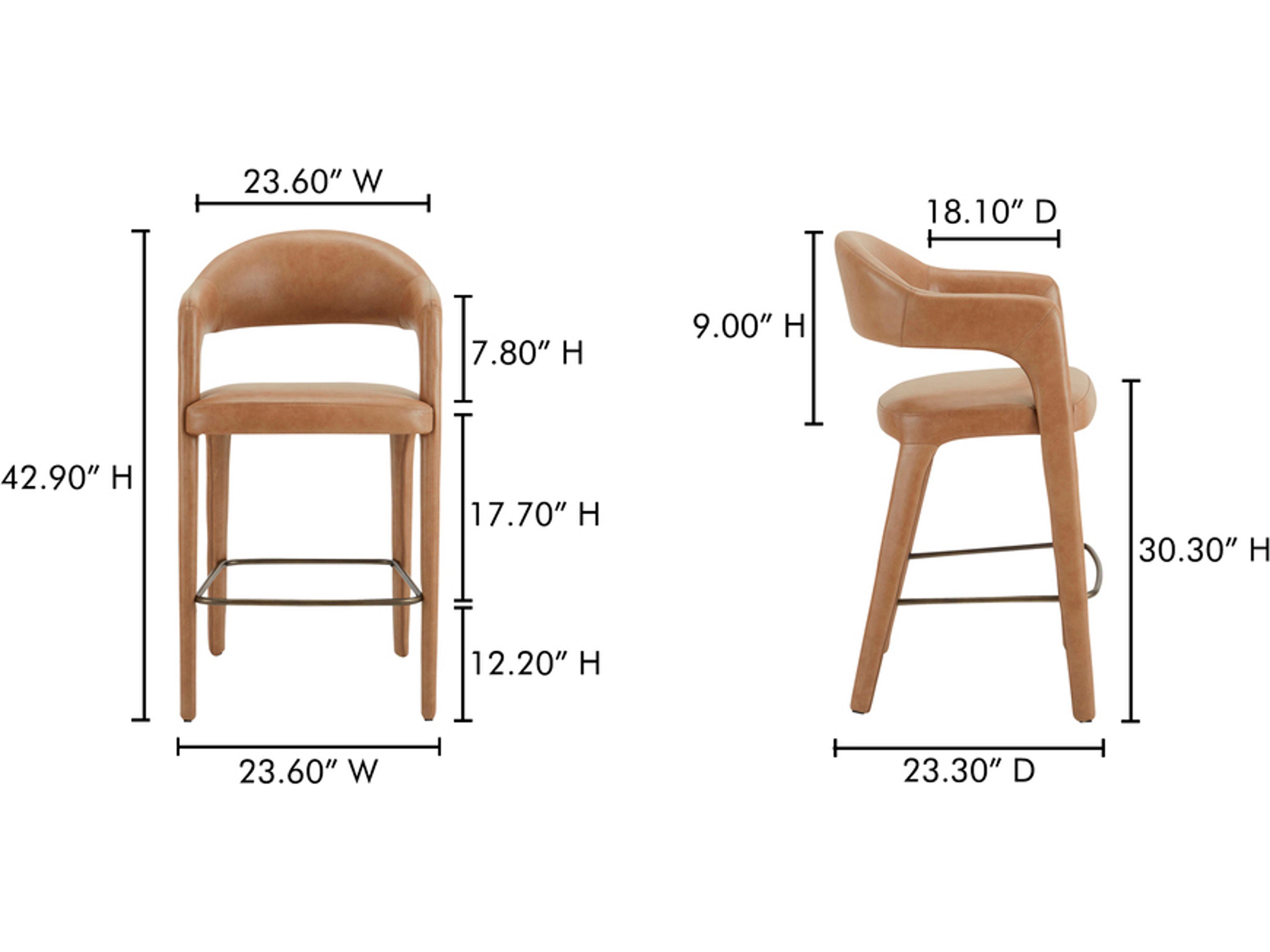 Moe's Home Martens Brown Leather Plywood Bar Stool