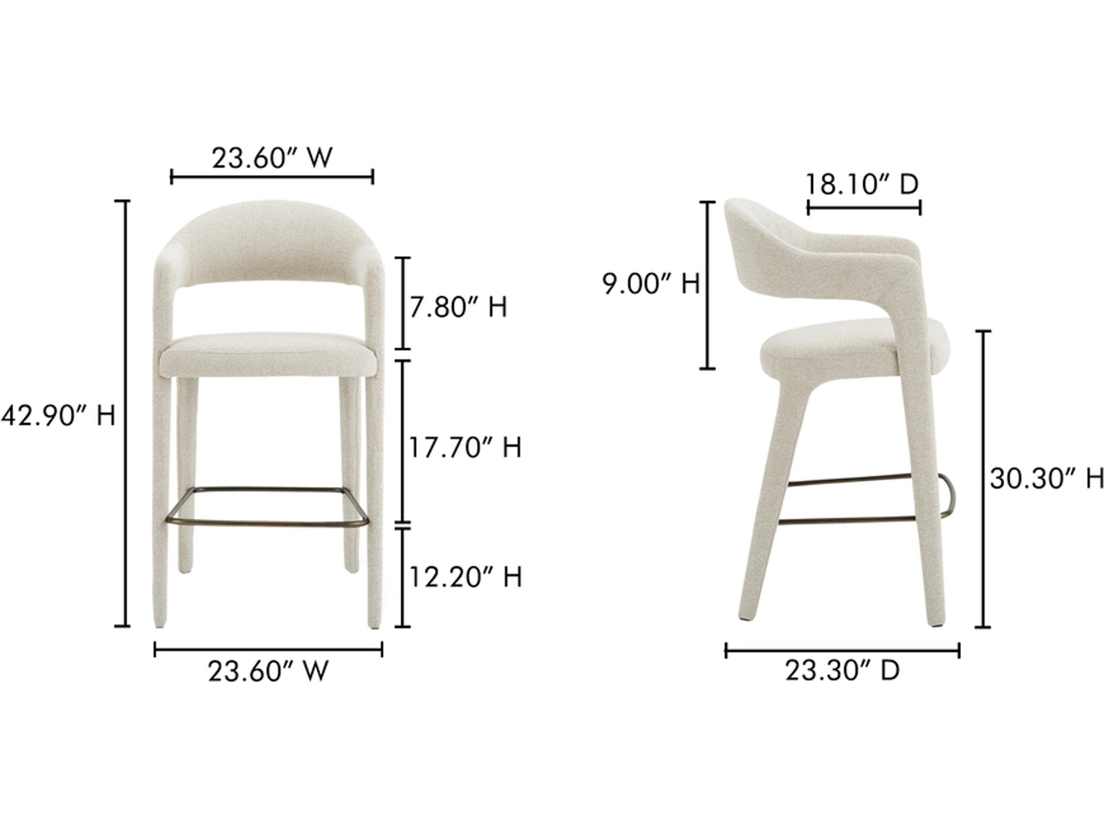 Moe's Home Martens Beige Upholstered Bar Stool