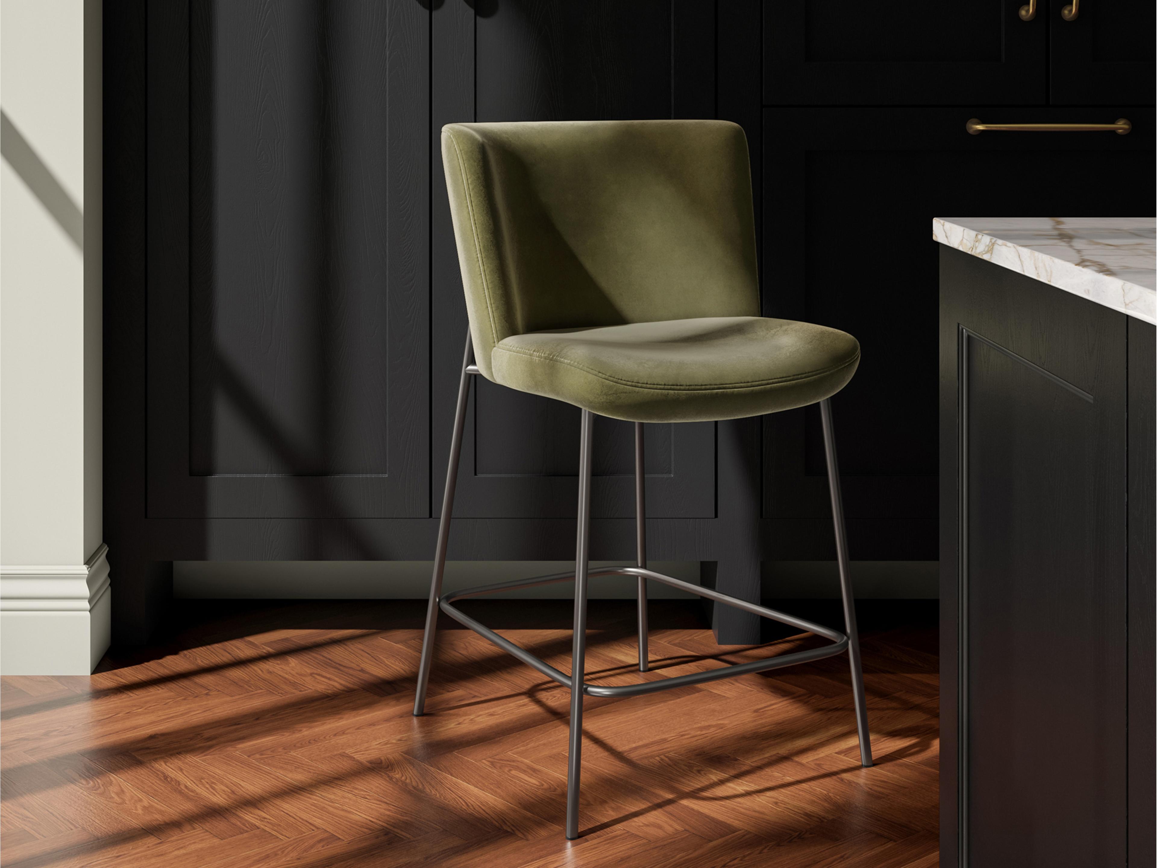 Moe's Home Early Faux Green Mohair Counter Stool