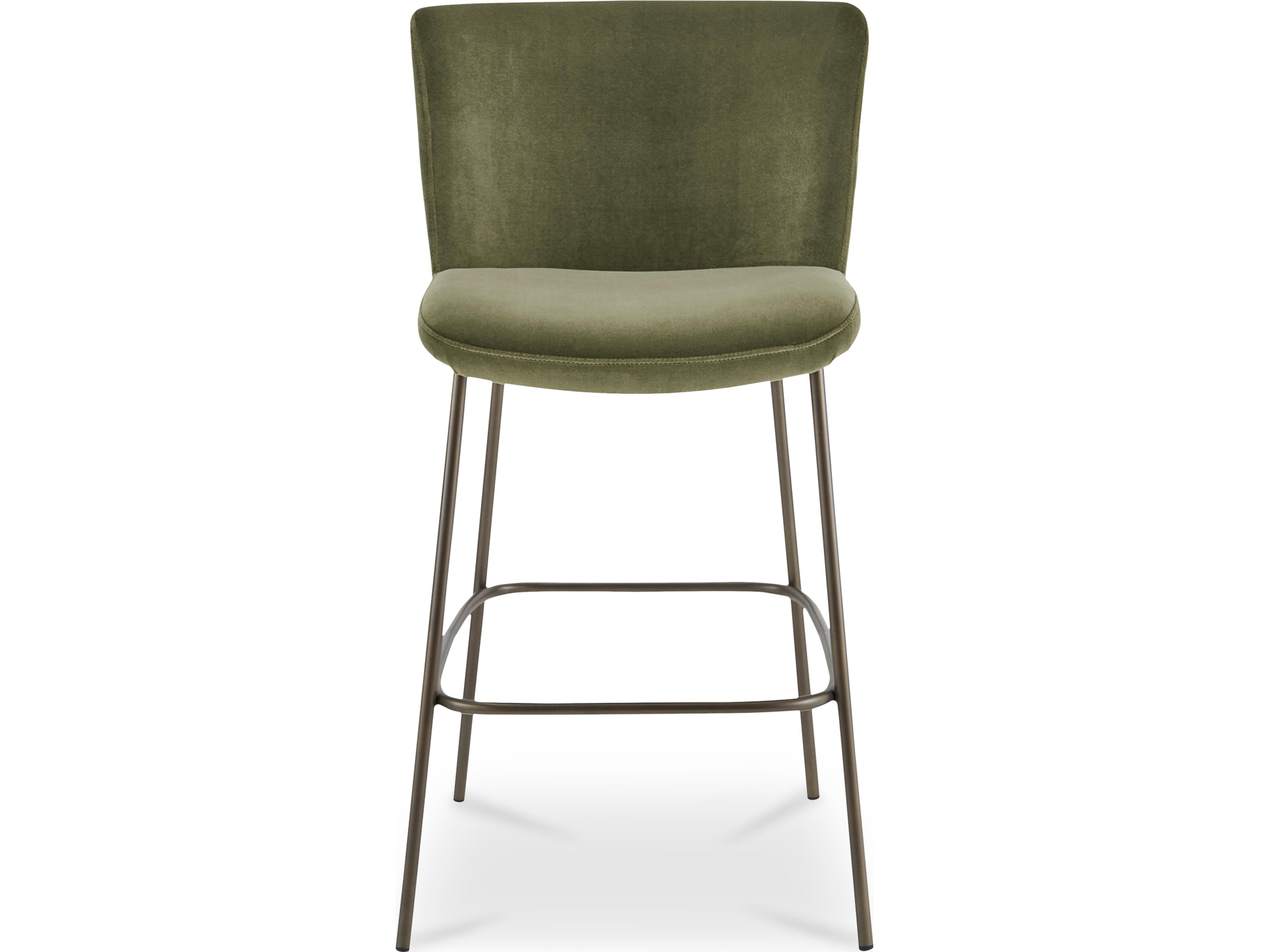 Early Faux Green Mohair Bar Stool