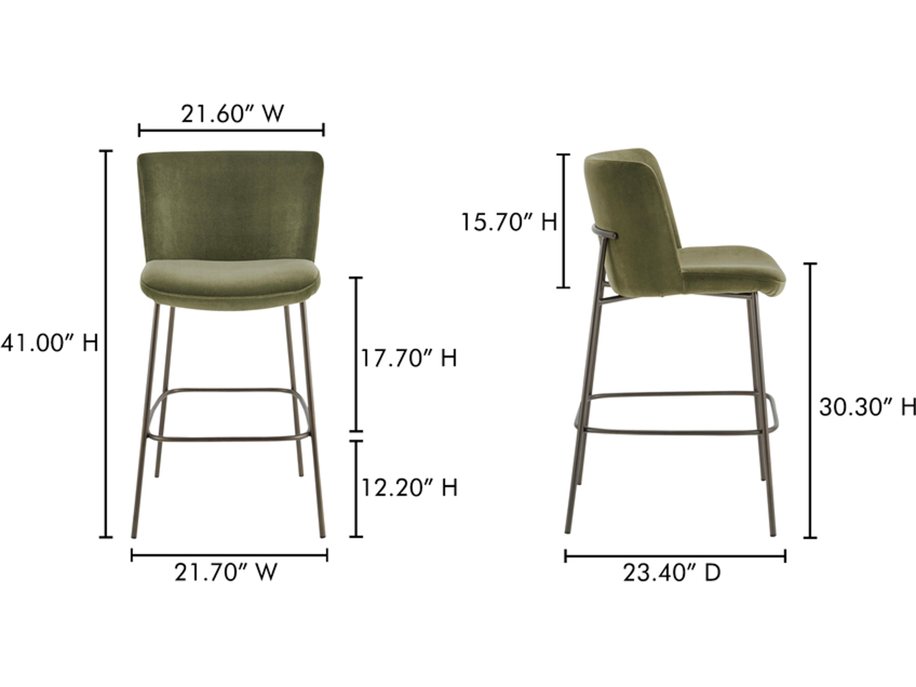 Moe's Home Early Faux Green Mohair Bar Stool
