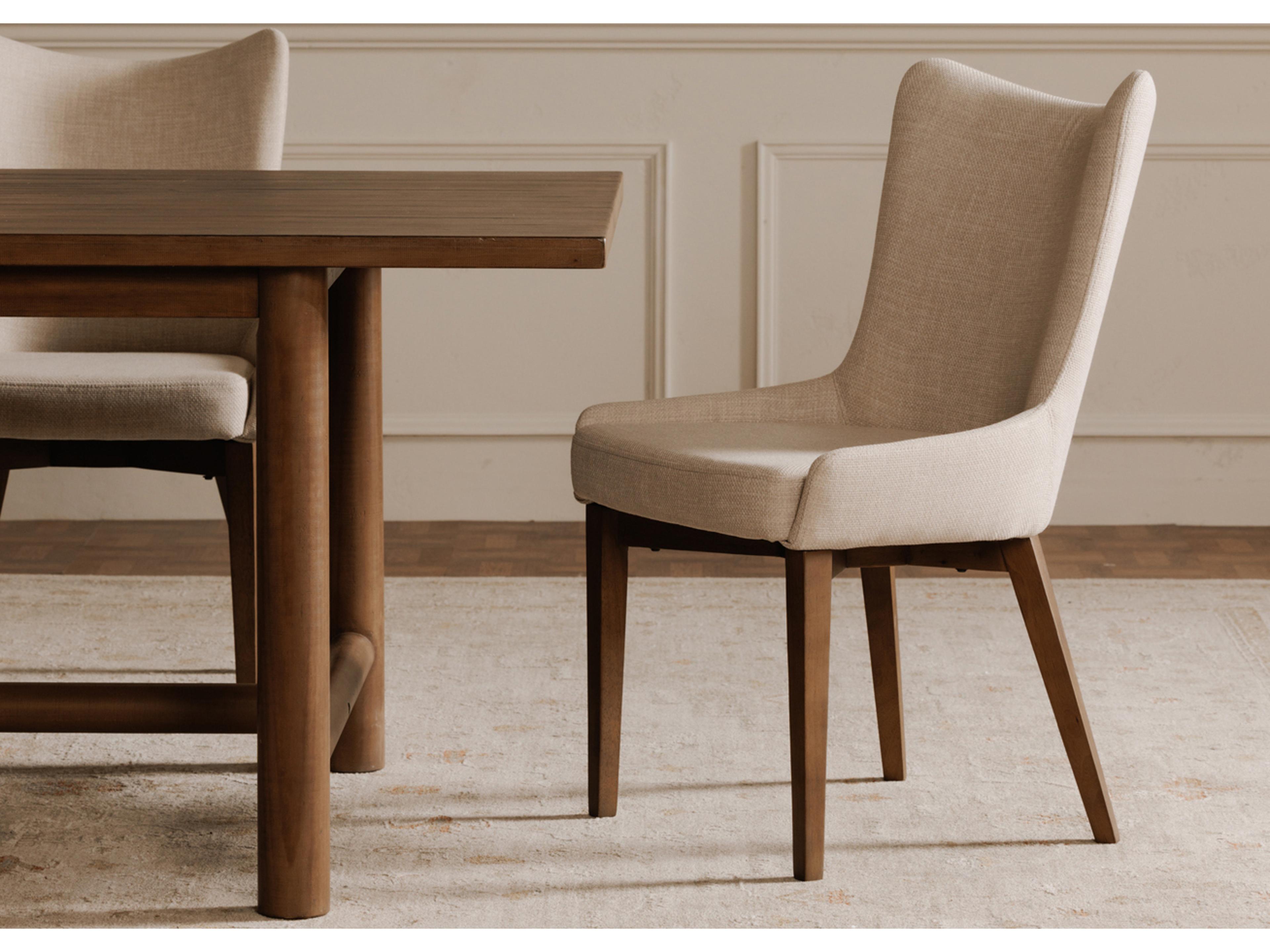 Moe's Home Potter Rubberwood Beige Upholstered Armless Dining Chair