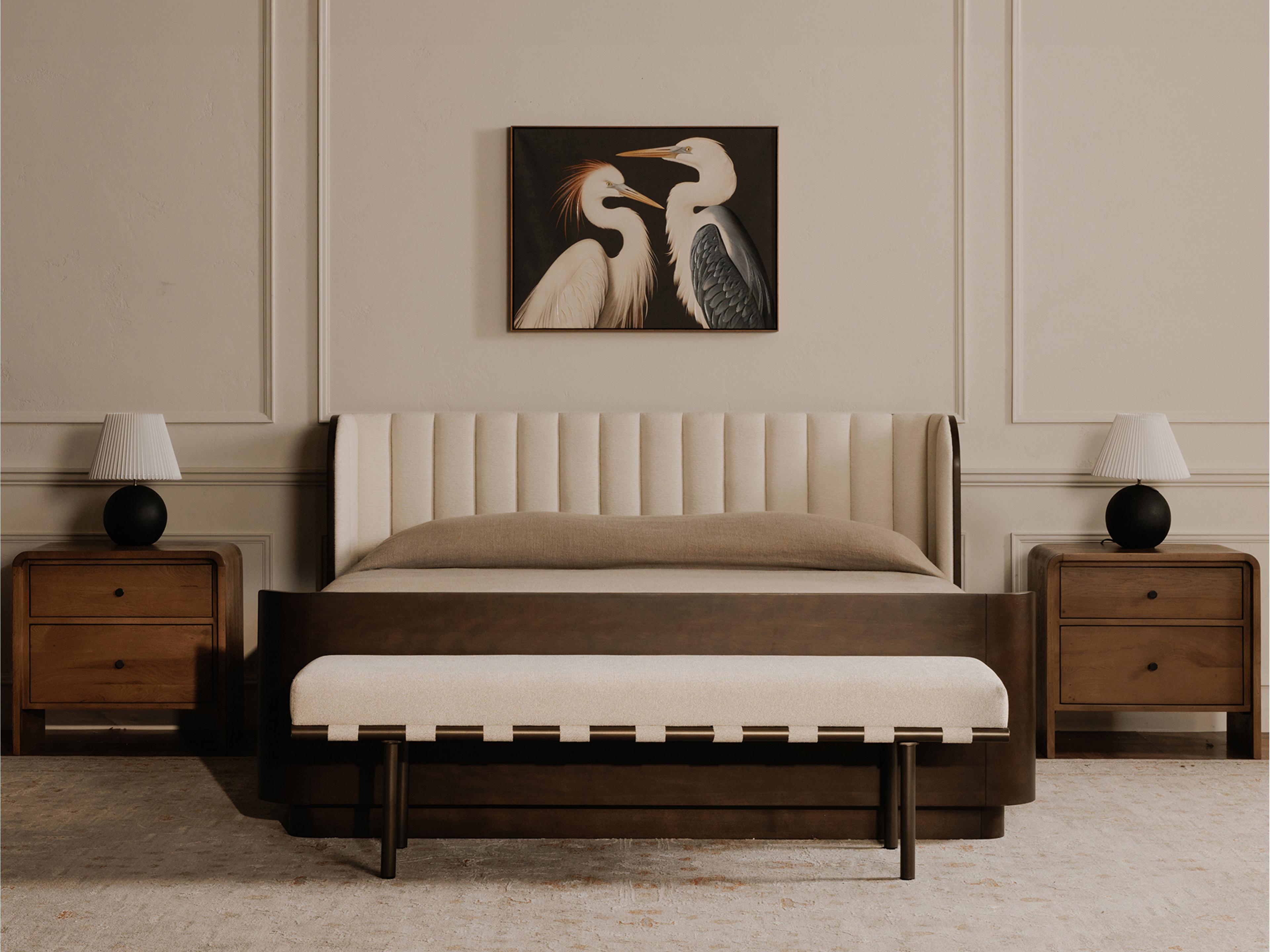 Moe's Home Carson Beige Upholstered Accent Bench