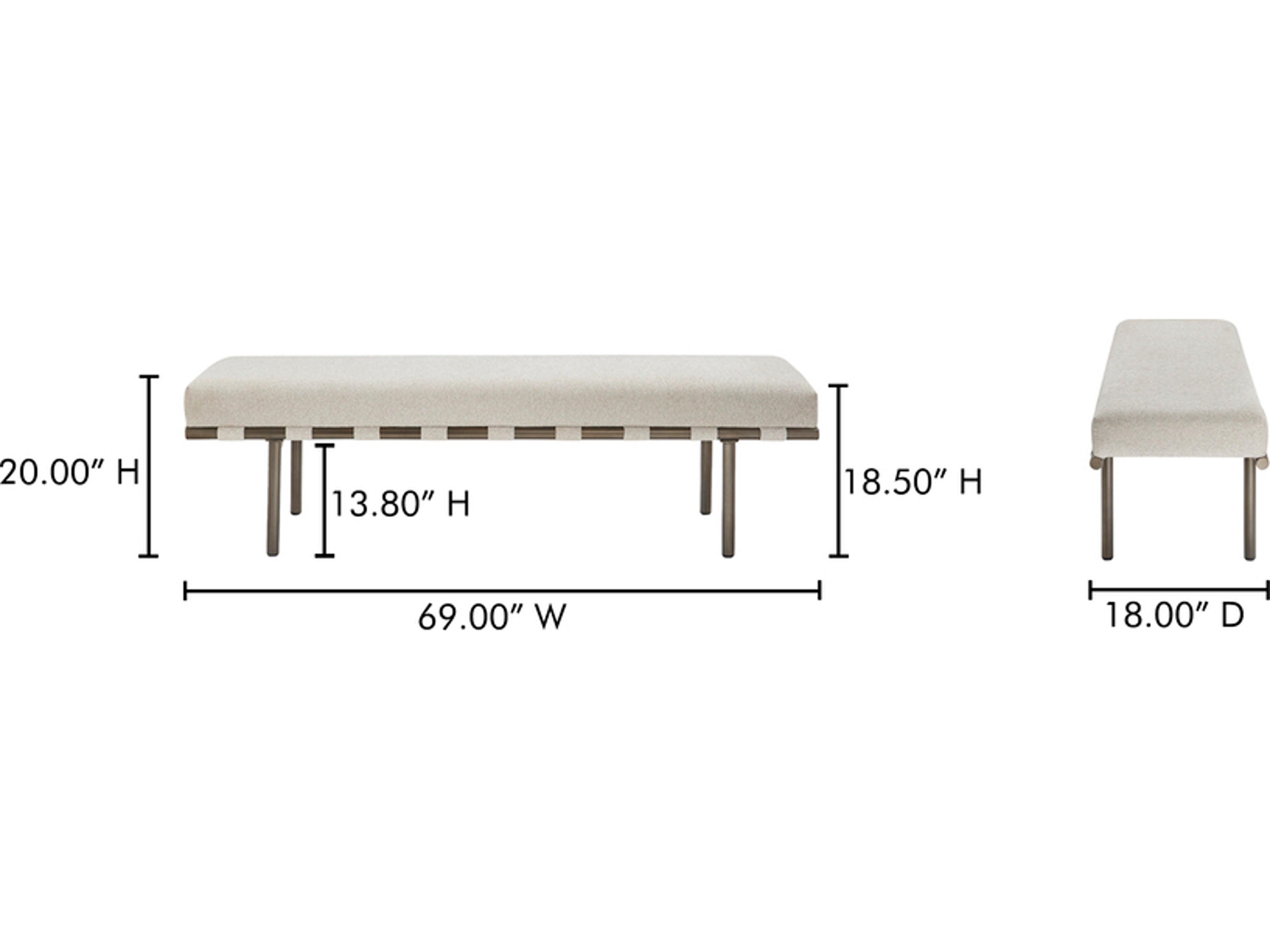Moe's Home Carson Beige Upholstered Accent Bench
